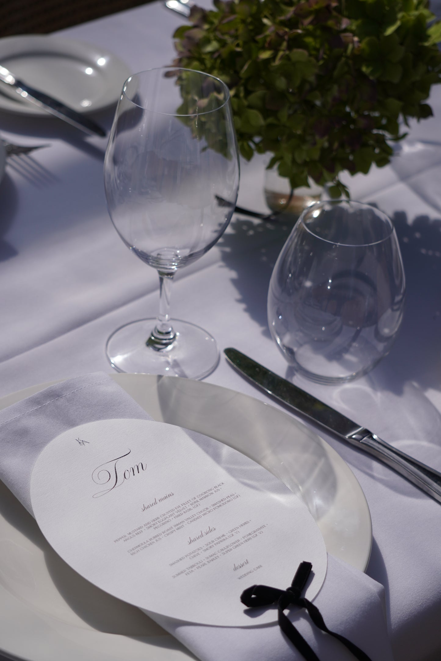 Menu & Velvet Bow