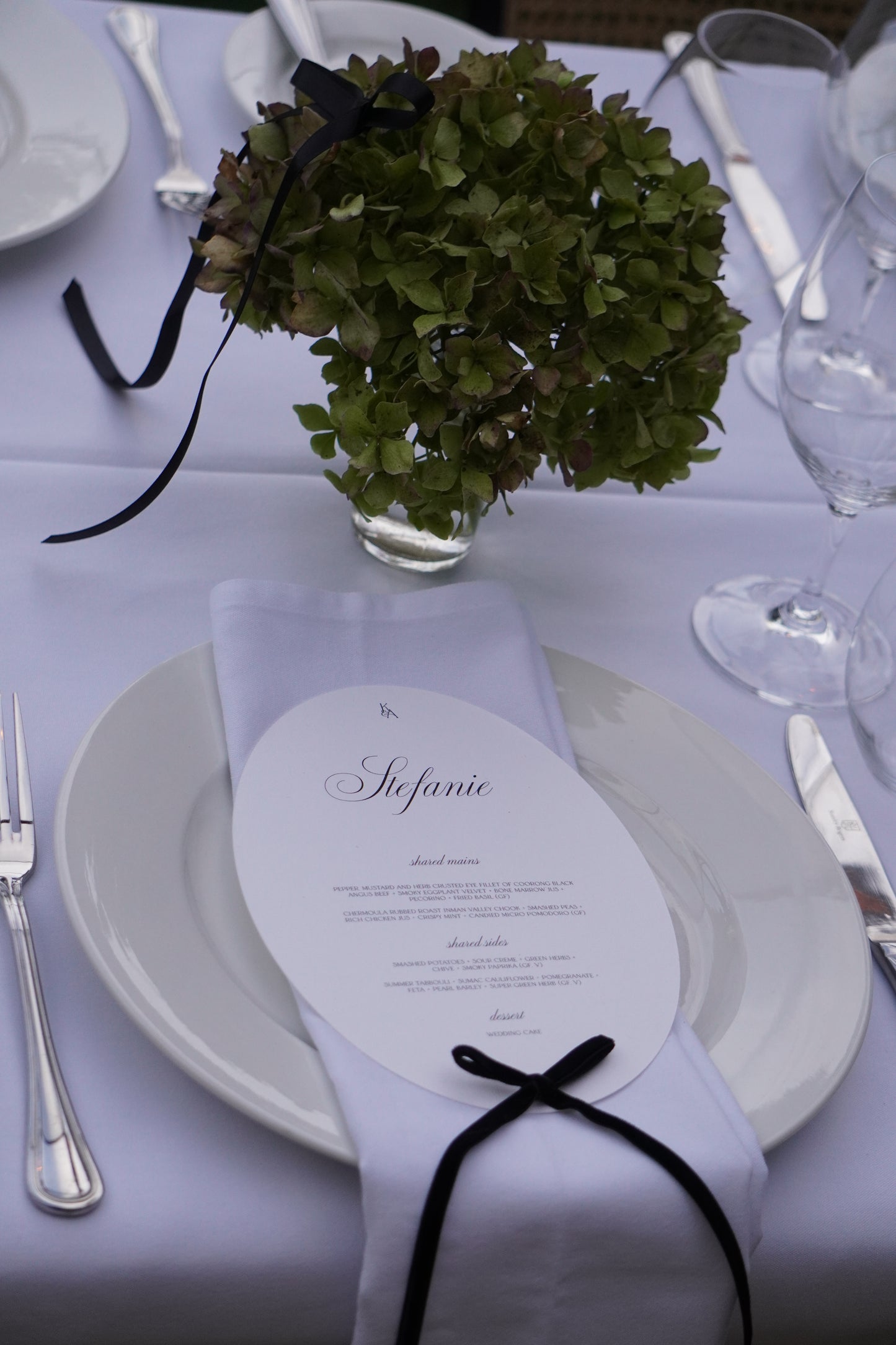 Menu & Velvet Bow