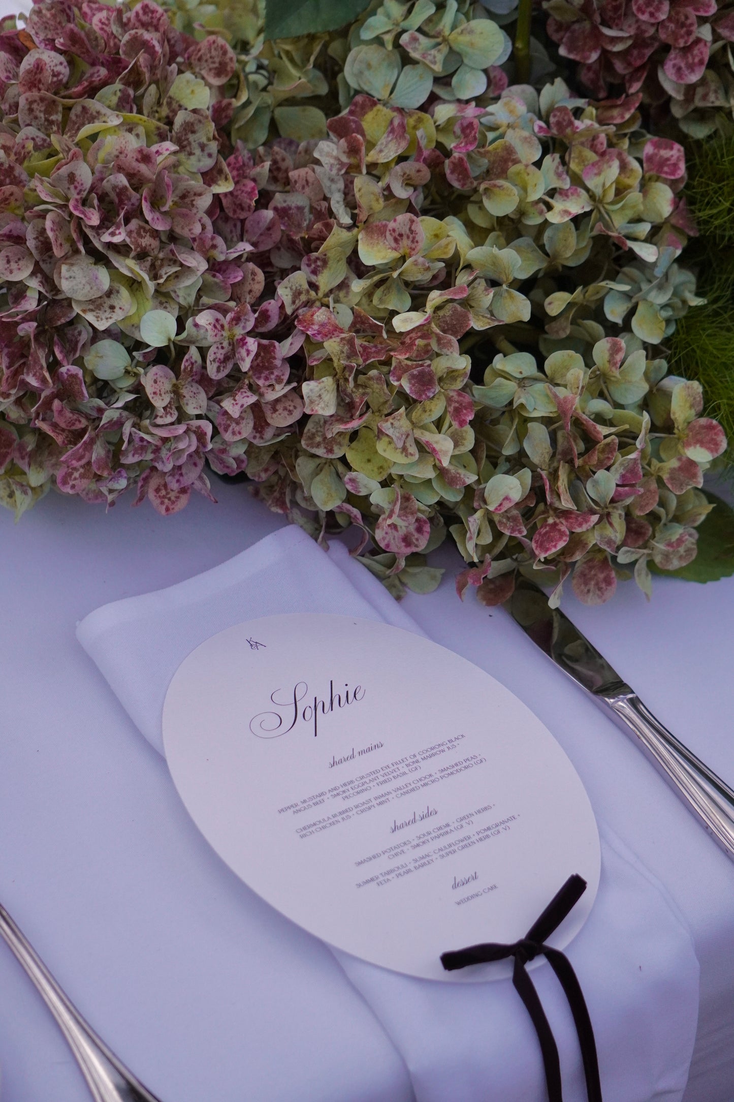 Menu & Velvet Bow