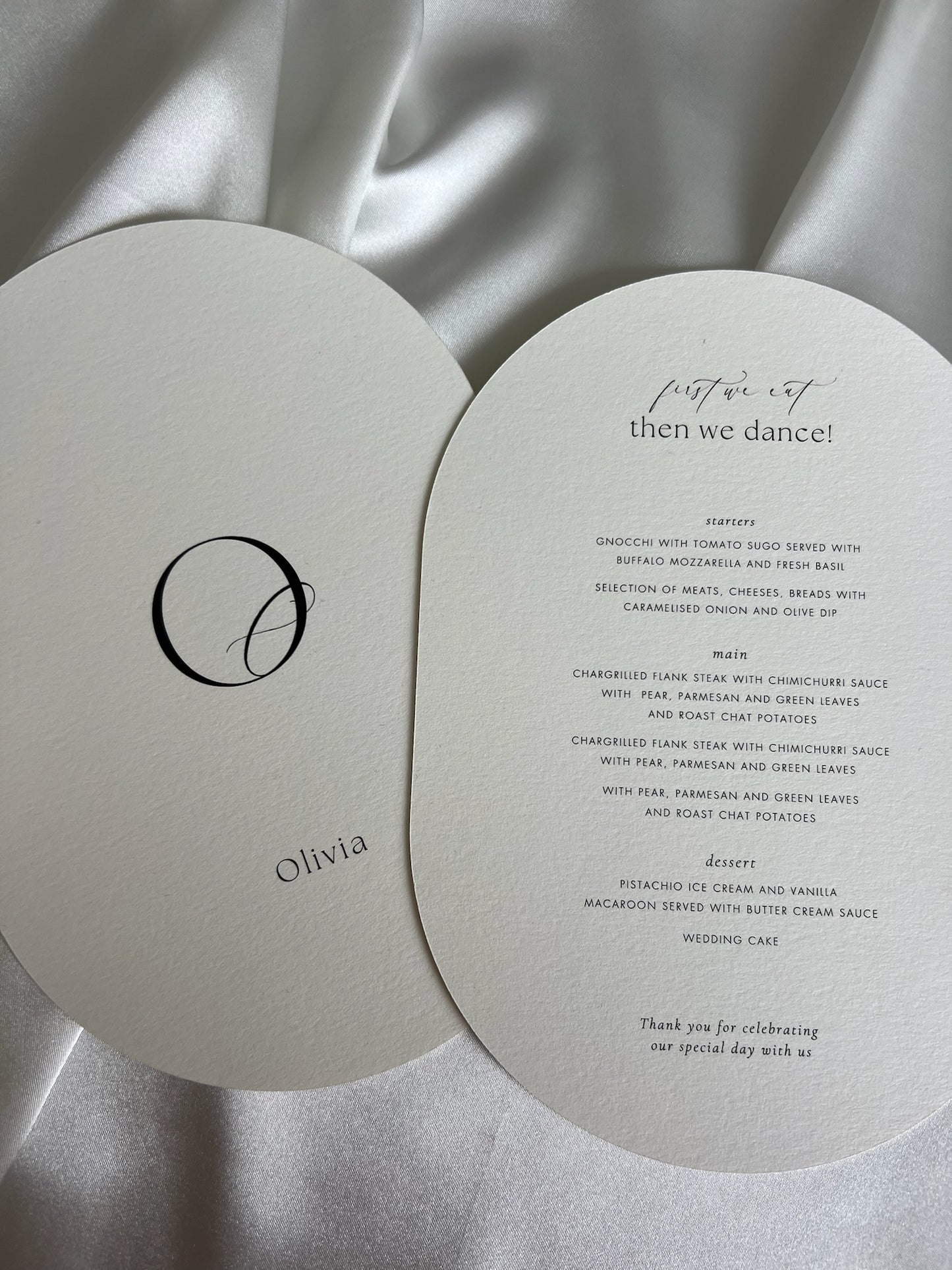 Oval Shaped Menu