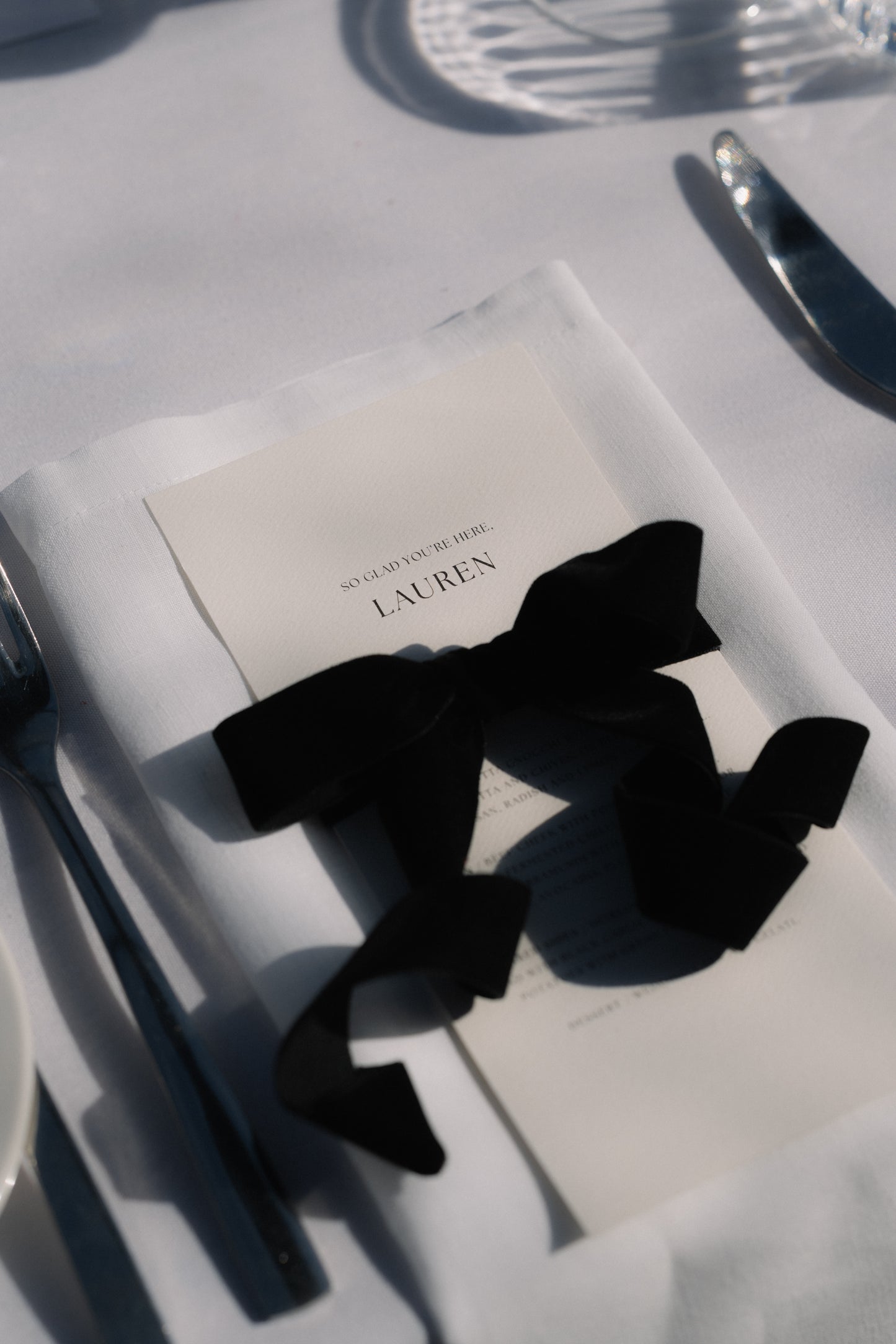 Menu & velvet bow