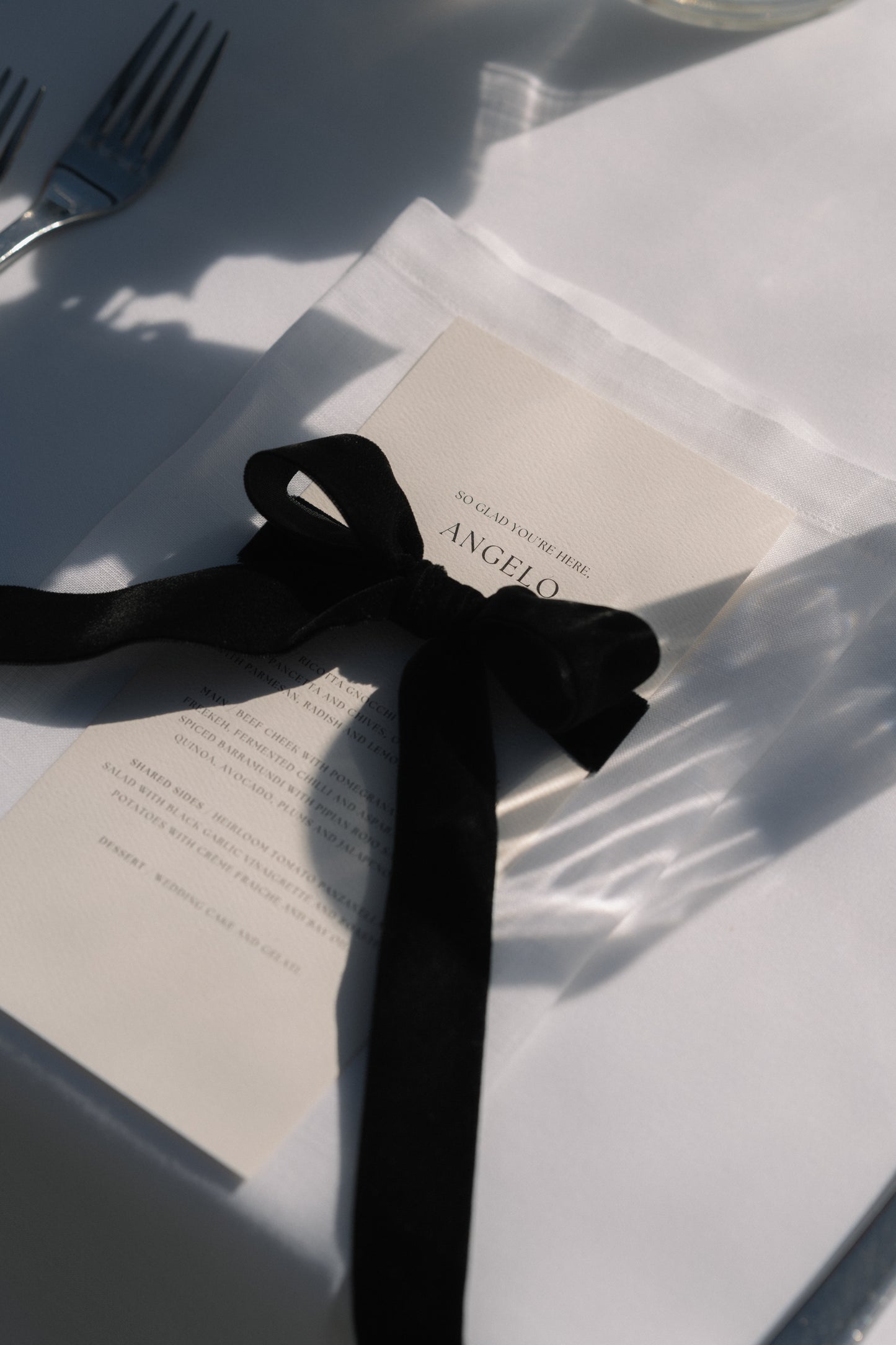 Menu & velvet bow