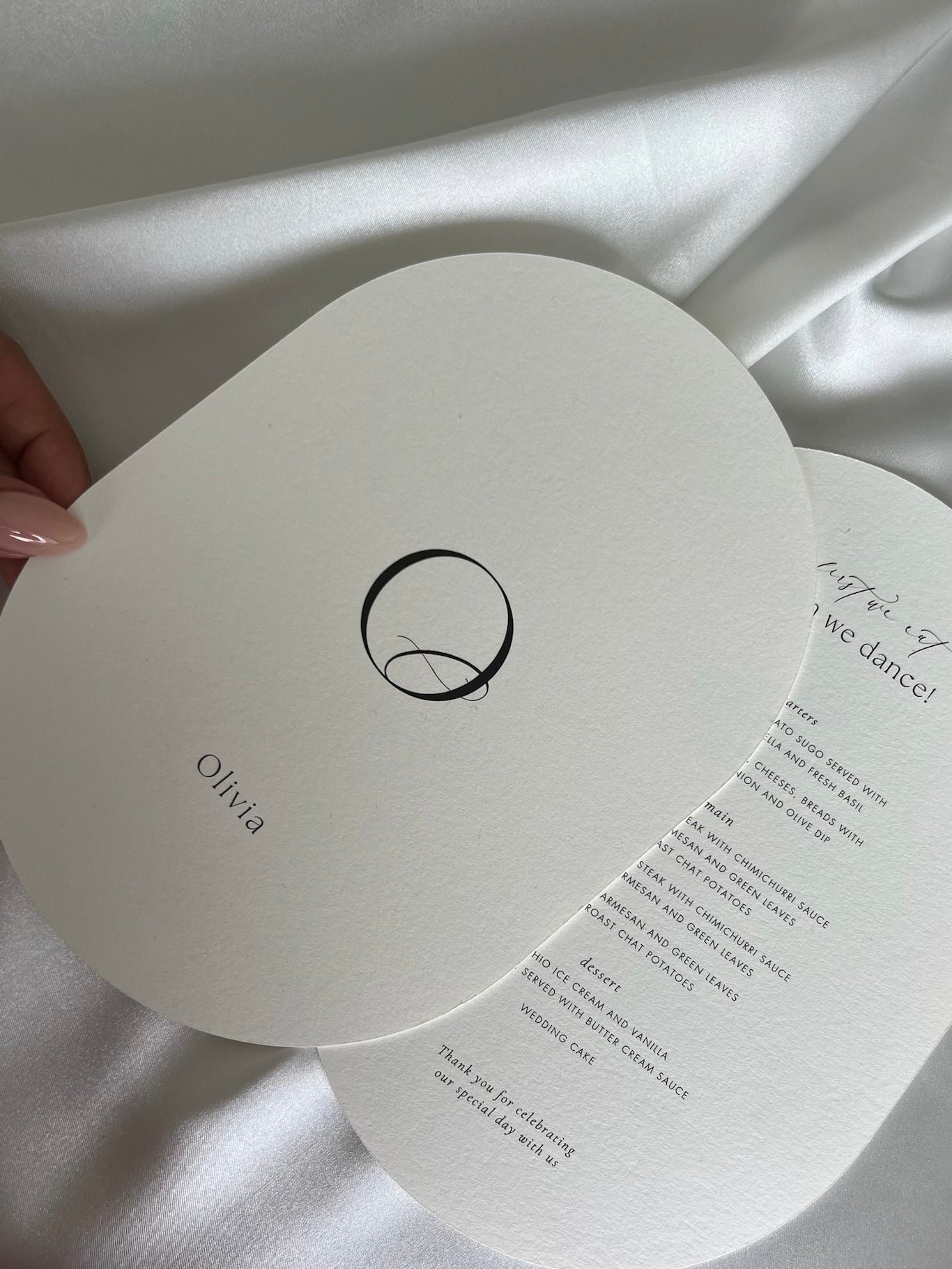 Oval Shaped Menu