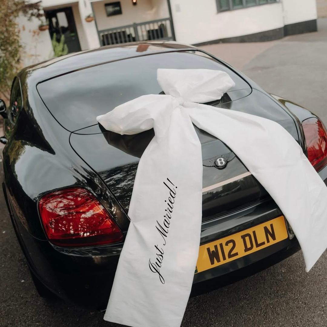 Just Married Bow (black font)