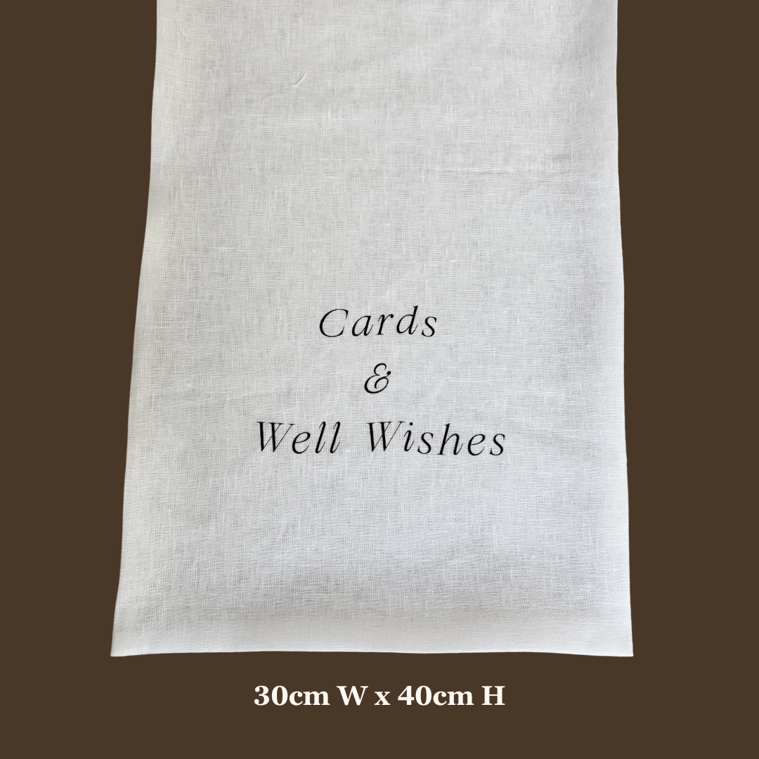 Linen cards and well wishes sign