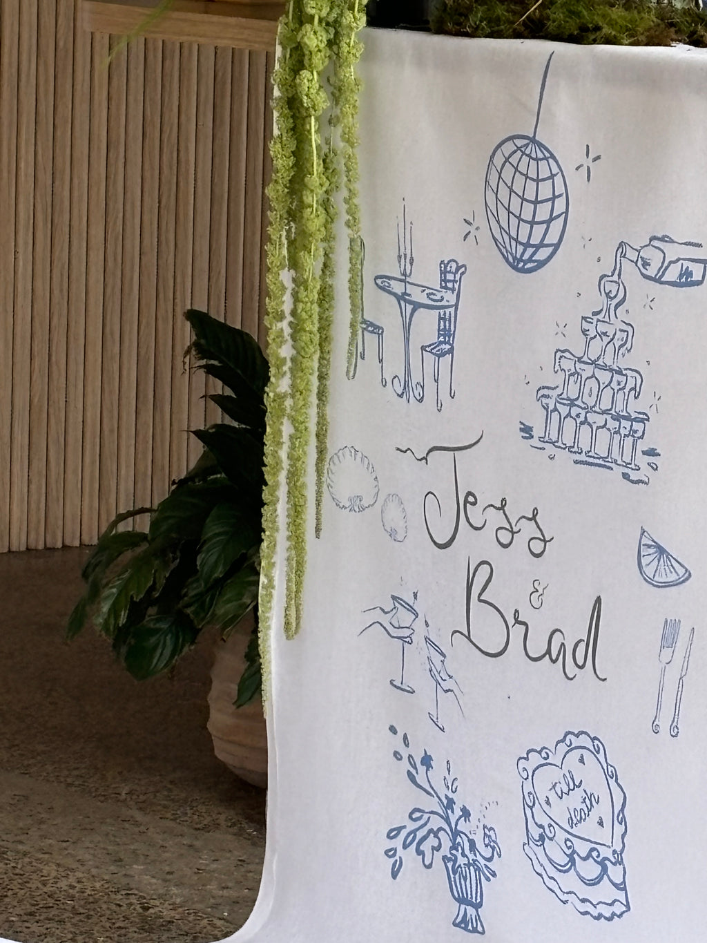 Linen welcome sign (funky illustrations)