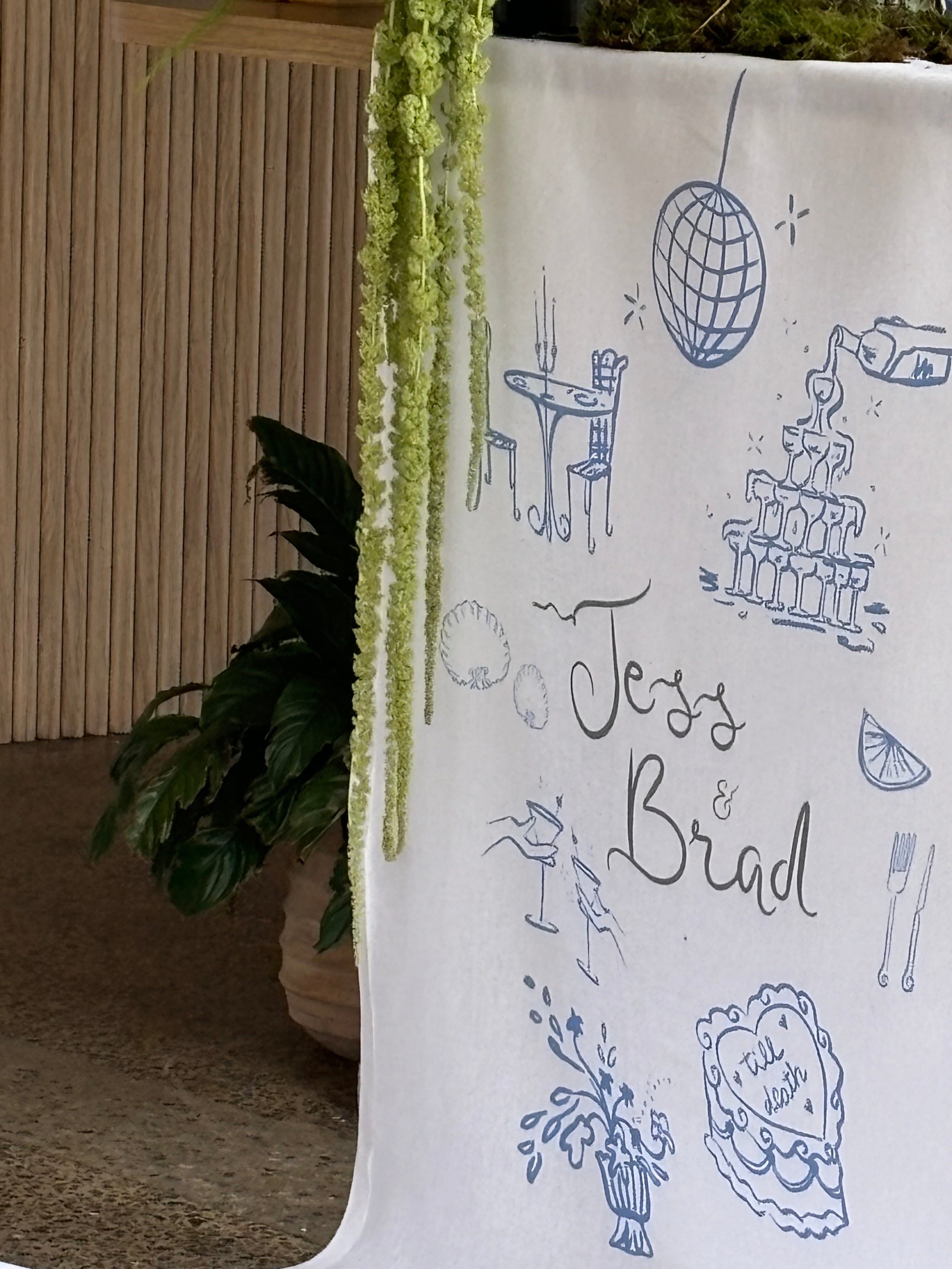 Linen welcome sign (funky illustrations)