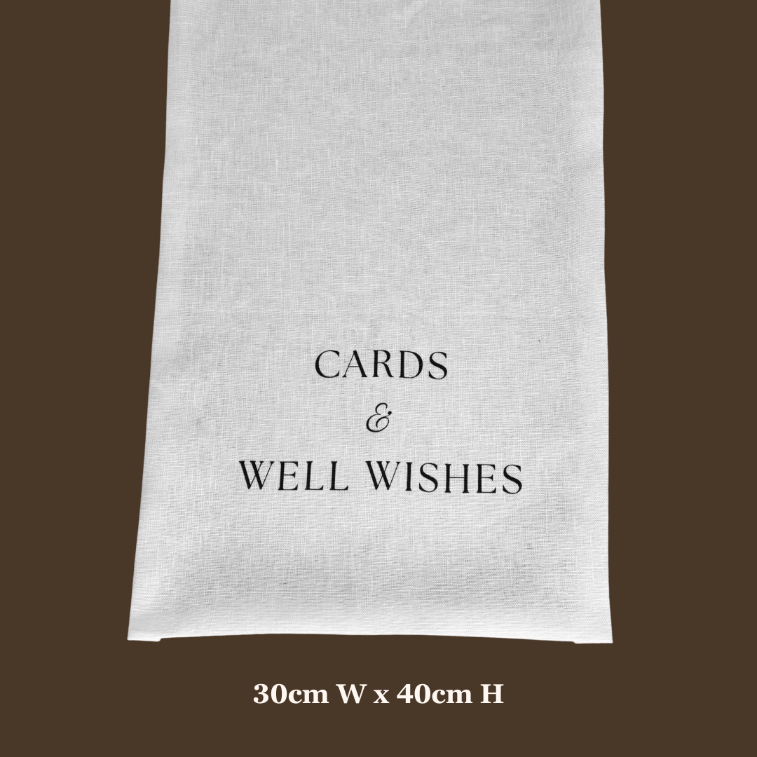 Linen cards and well wishes sign