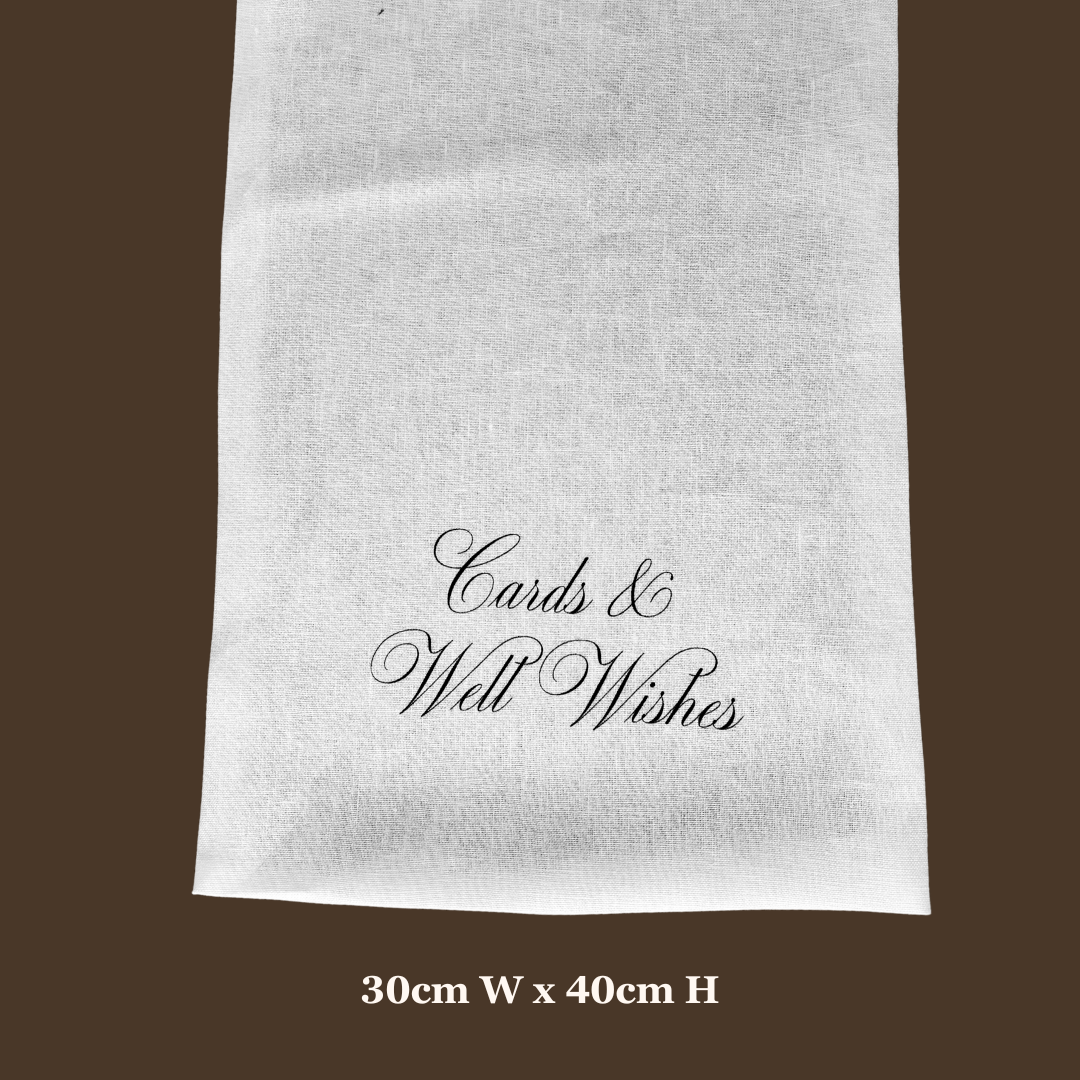 Linen cards and well wishes sign