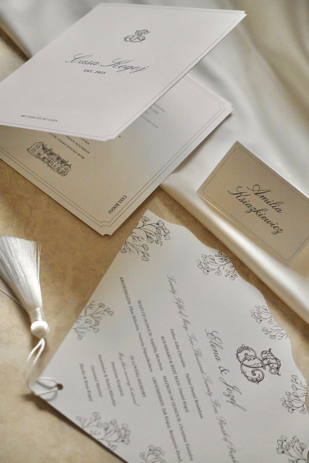 Custom booklet menu & couple monogram