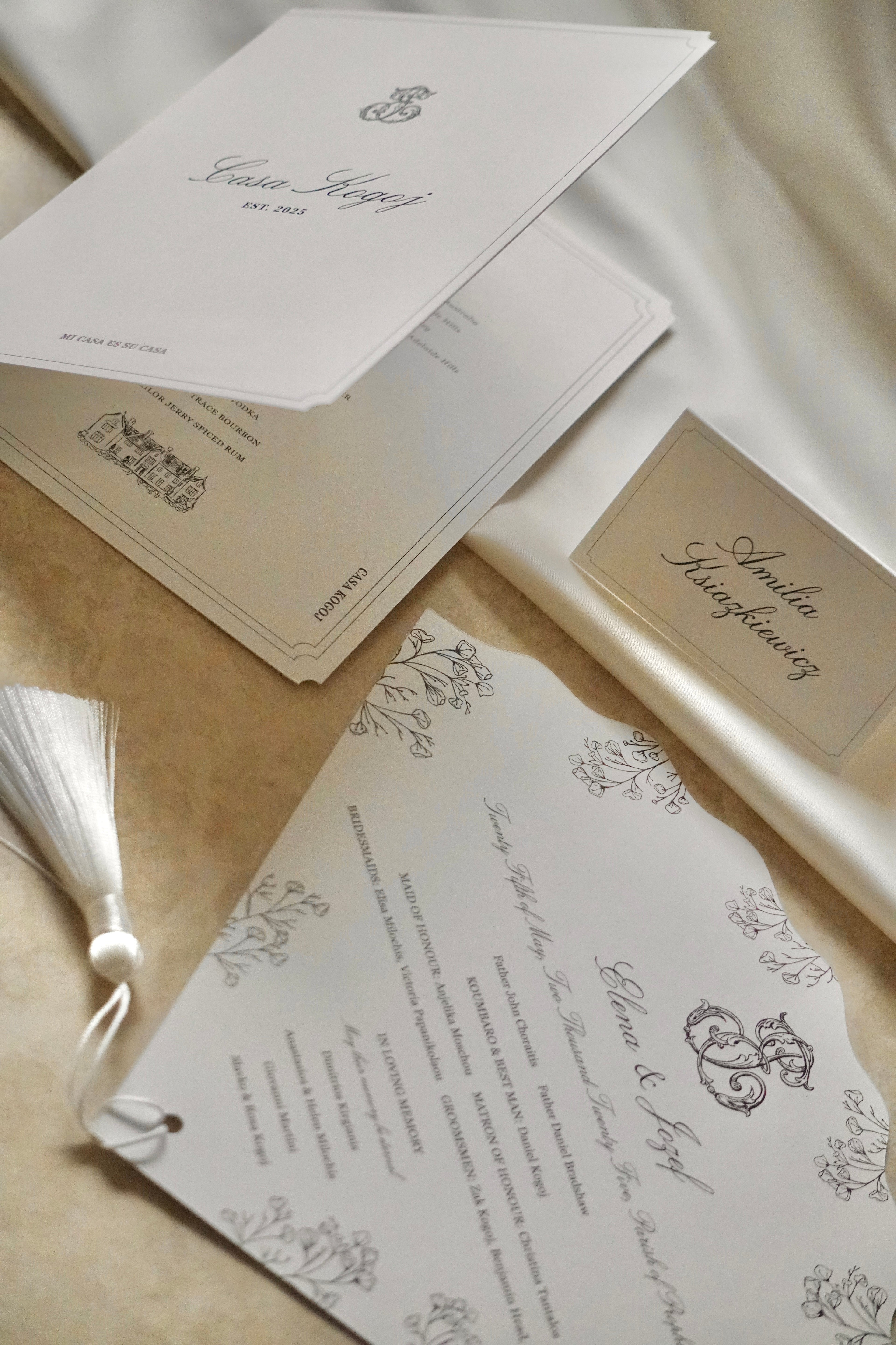 Custom booklet menu & couple monogram