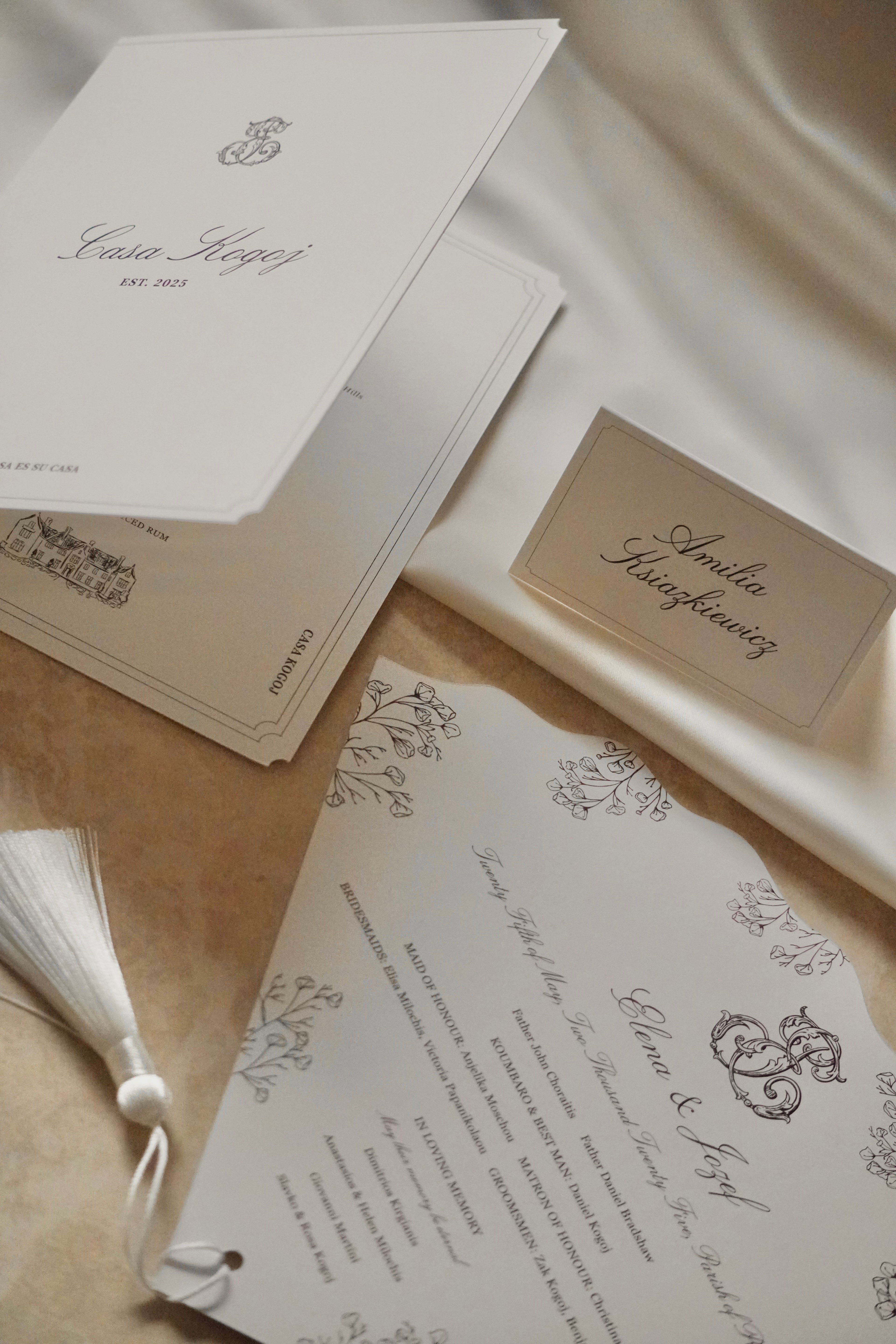 Custom booklet menu & couple monogram