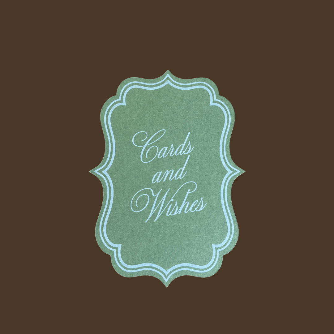 Cards and well wishes sign
