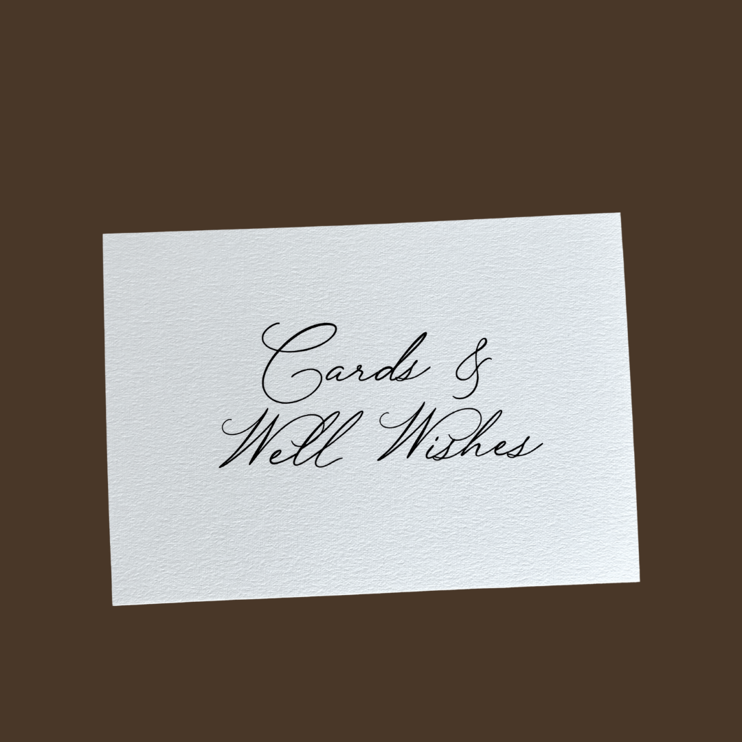 Cards and well wishes sign