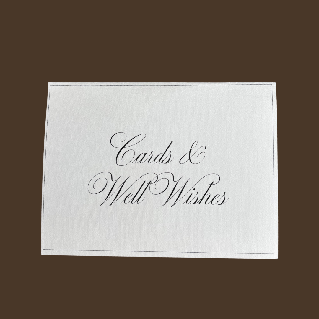 Cards and well wishes sign