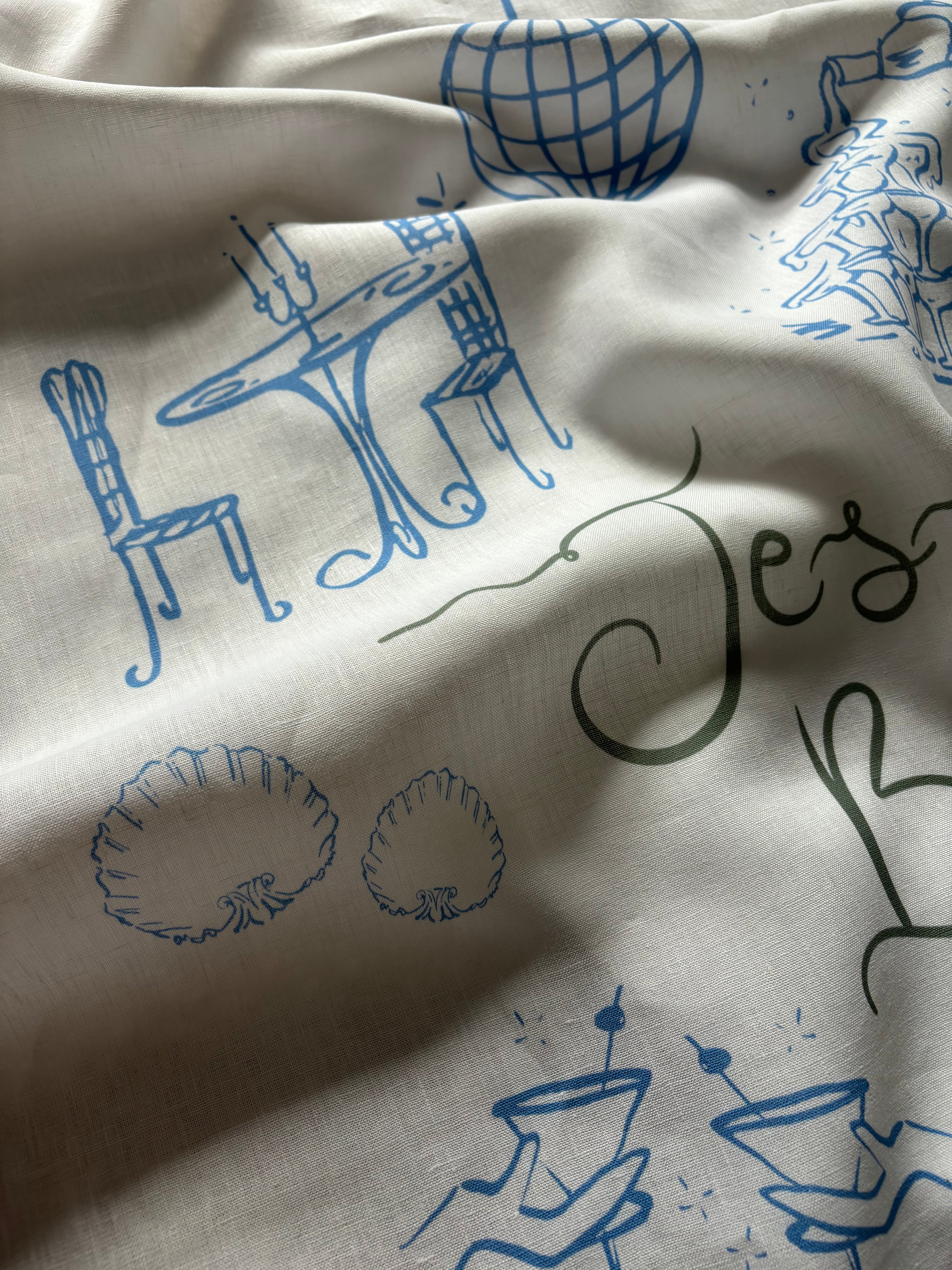 Linen welcome sign (funky illustrations)