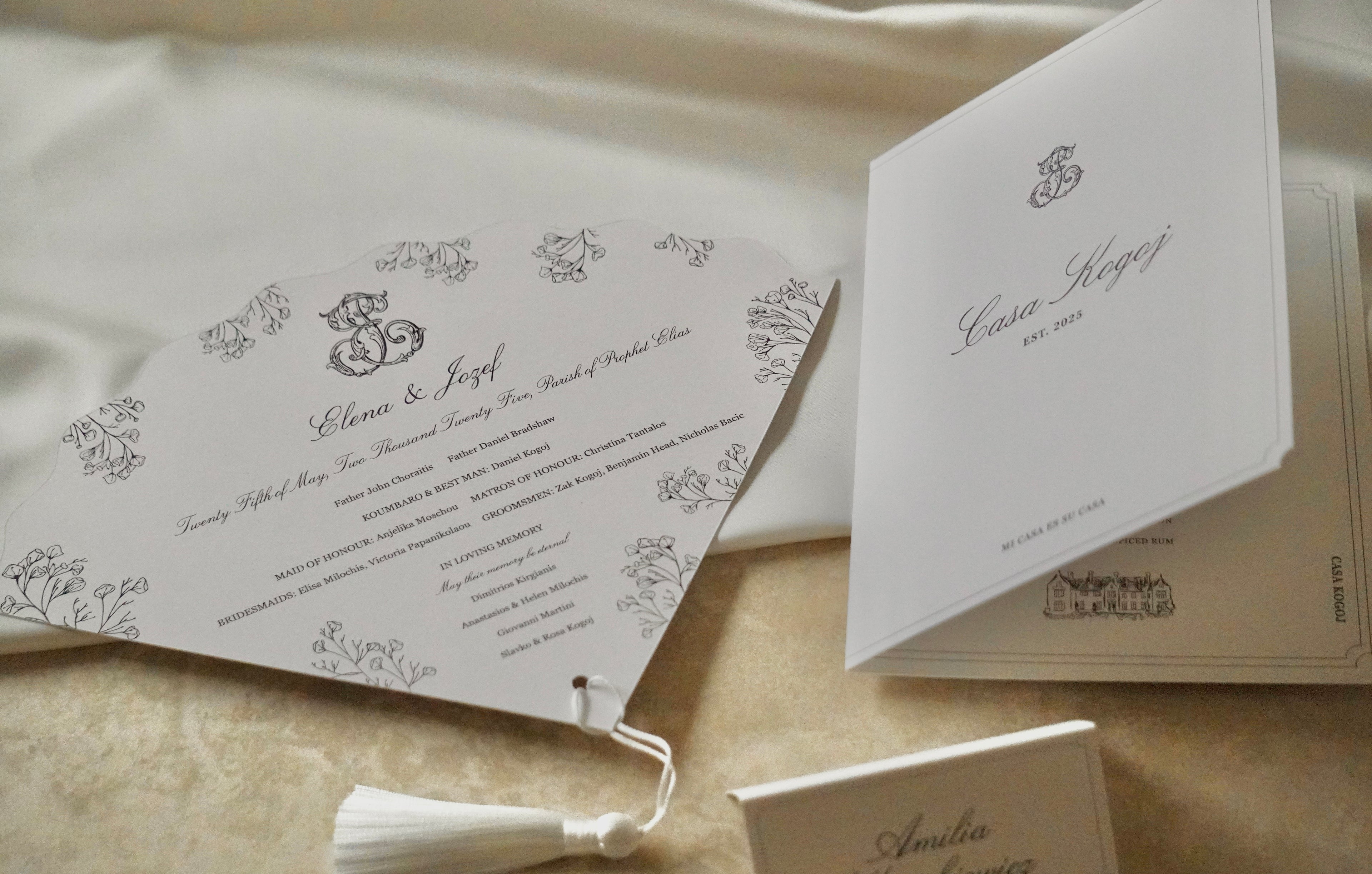 Custom booklet menu & couple monogram