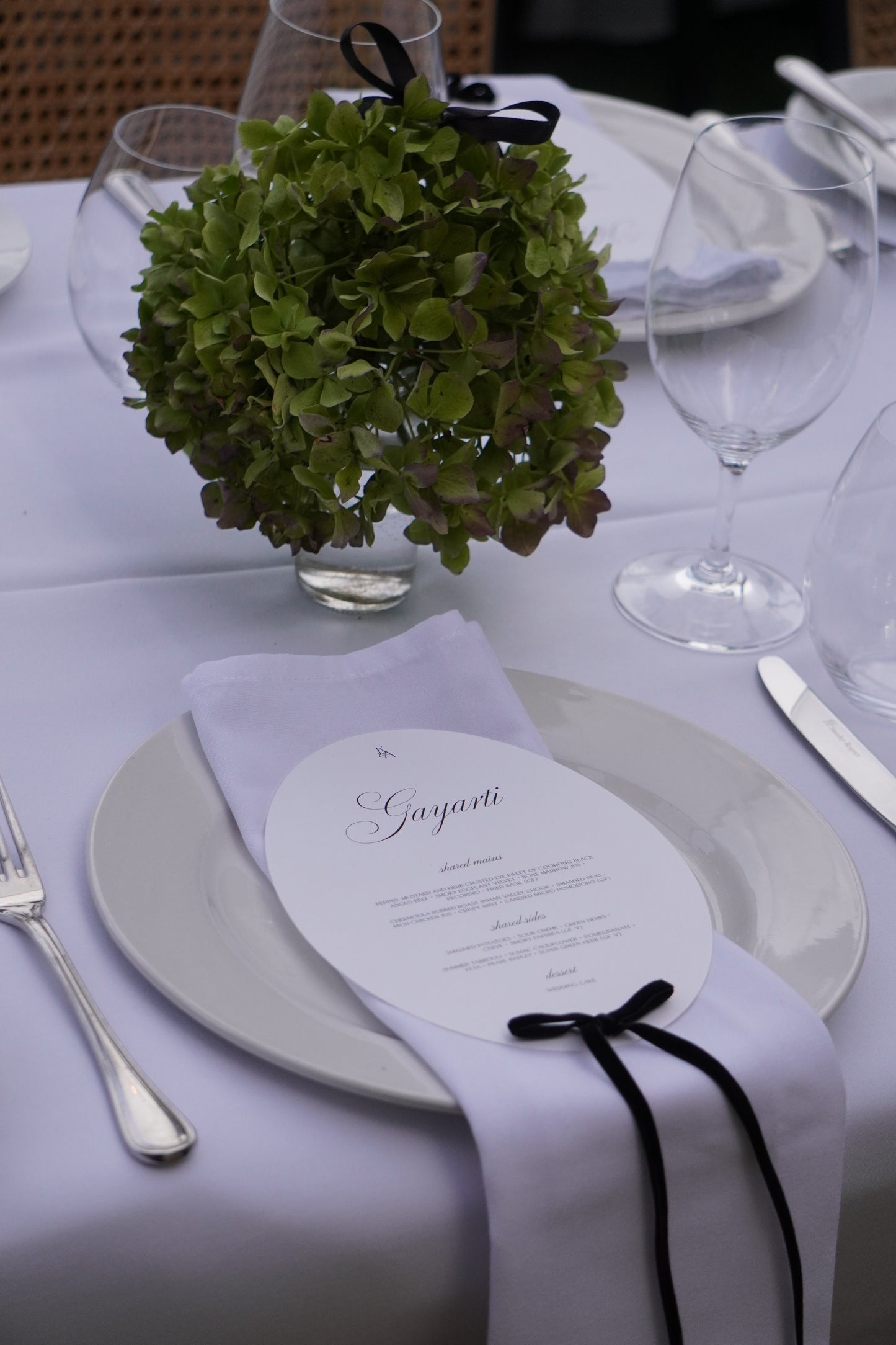 Menu & Velvet Bow