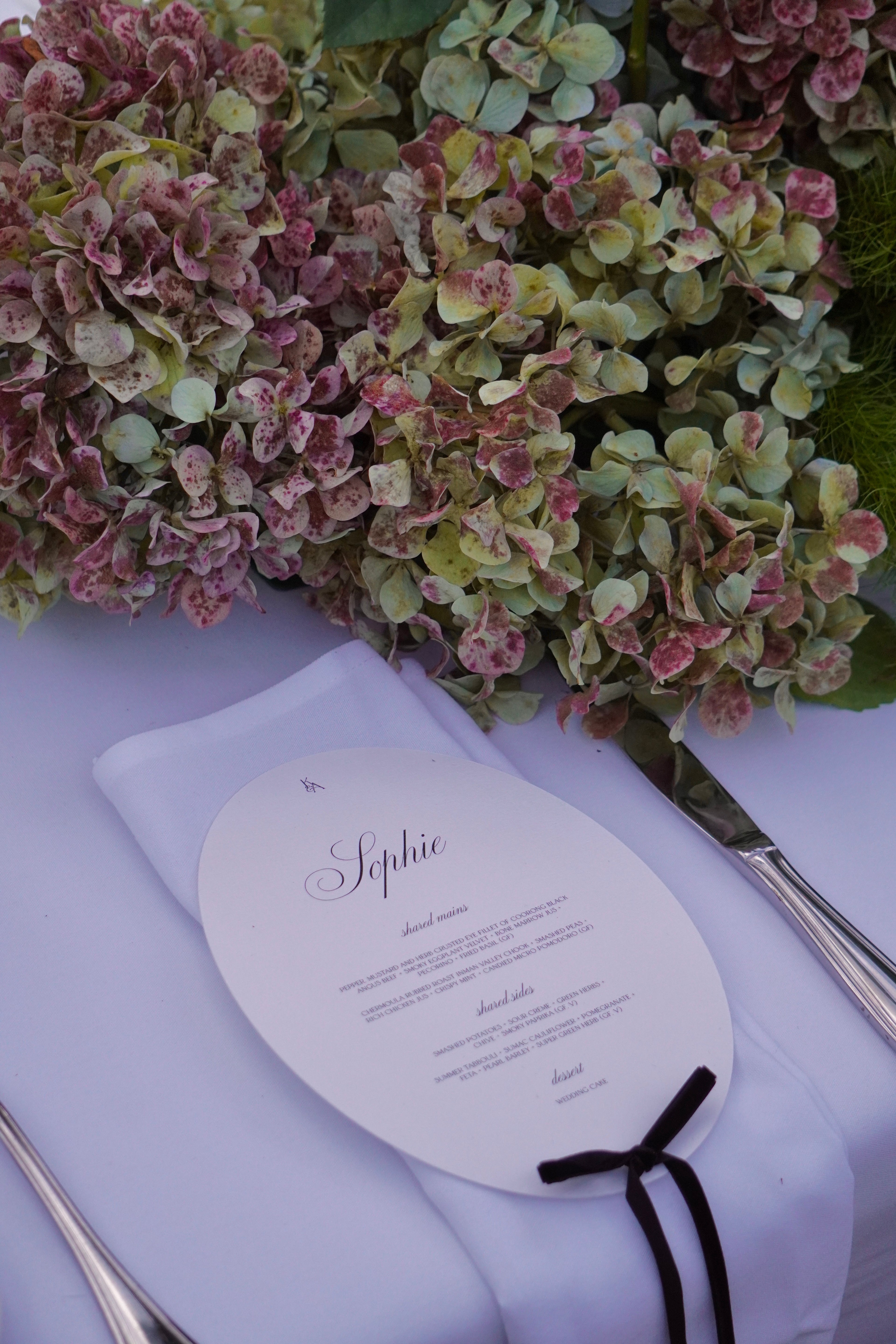 Menu & Velvet Bow