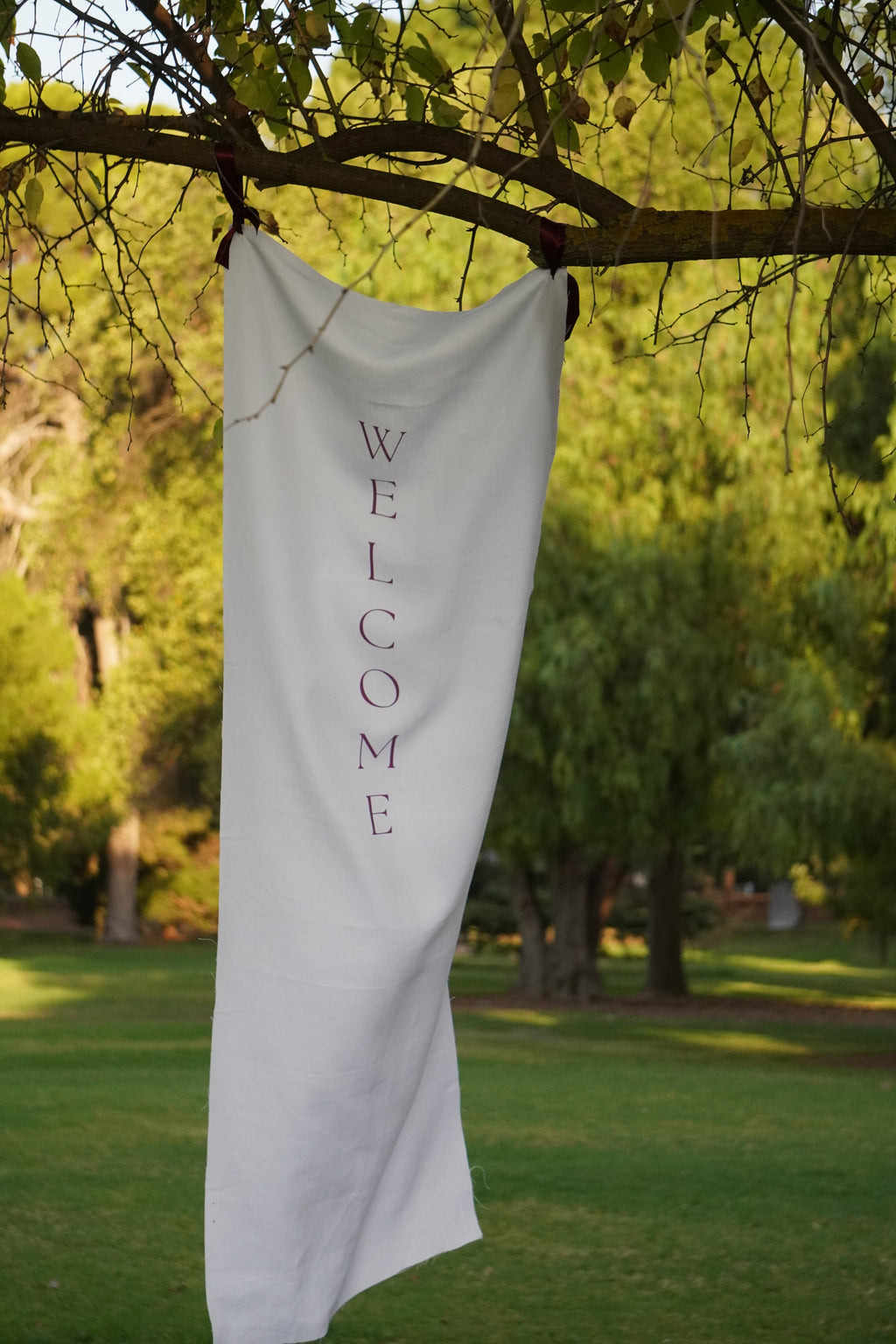 Wedding and event linen welcome sign (burgundy)