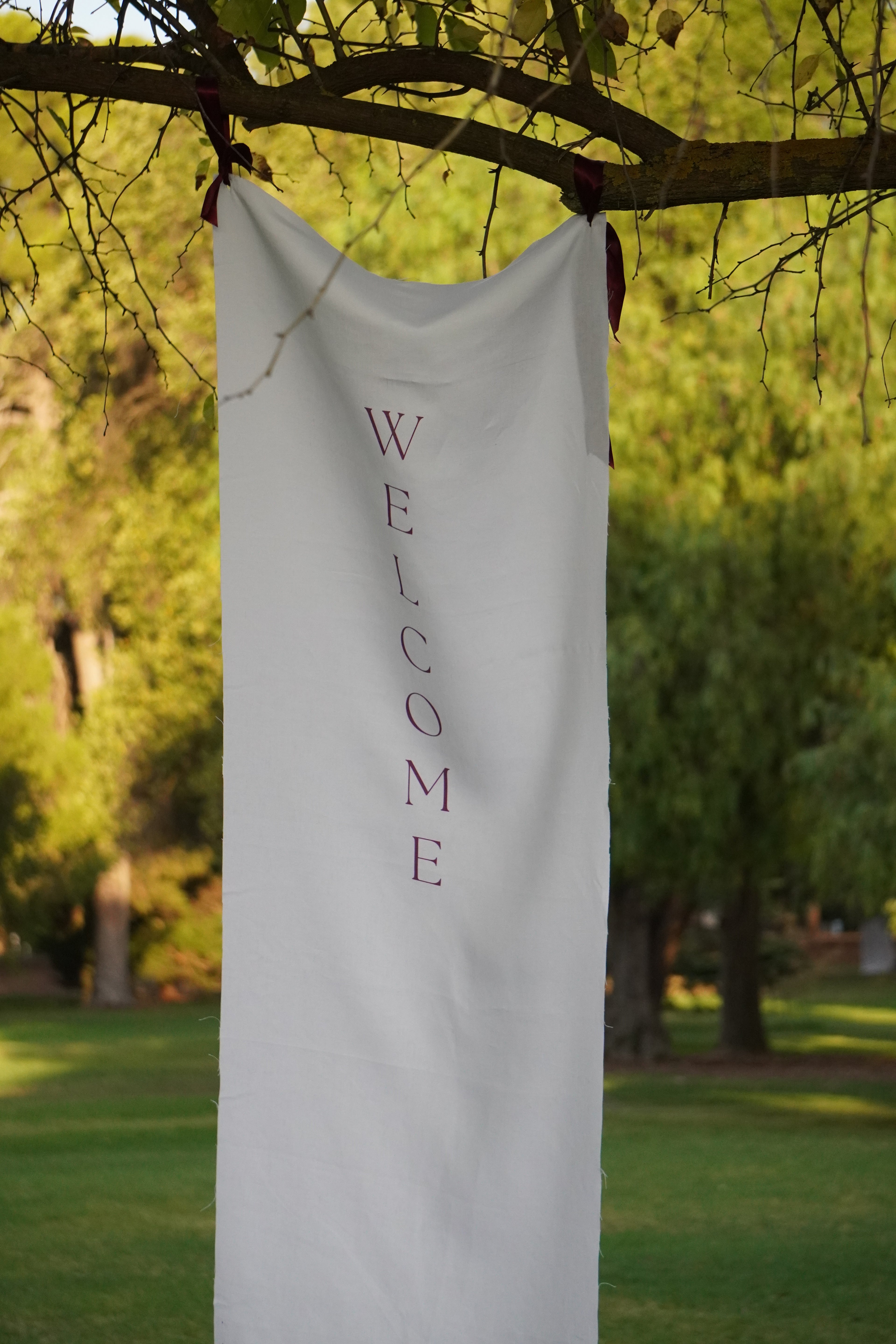 Wedding and event linen welcome sign