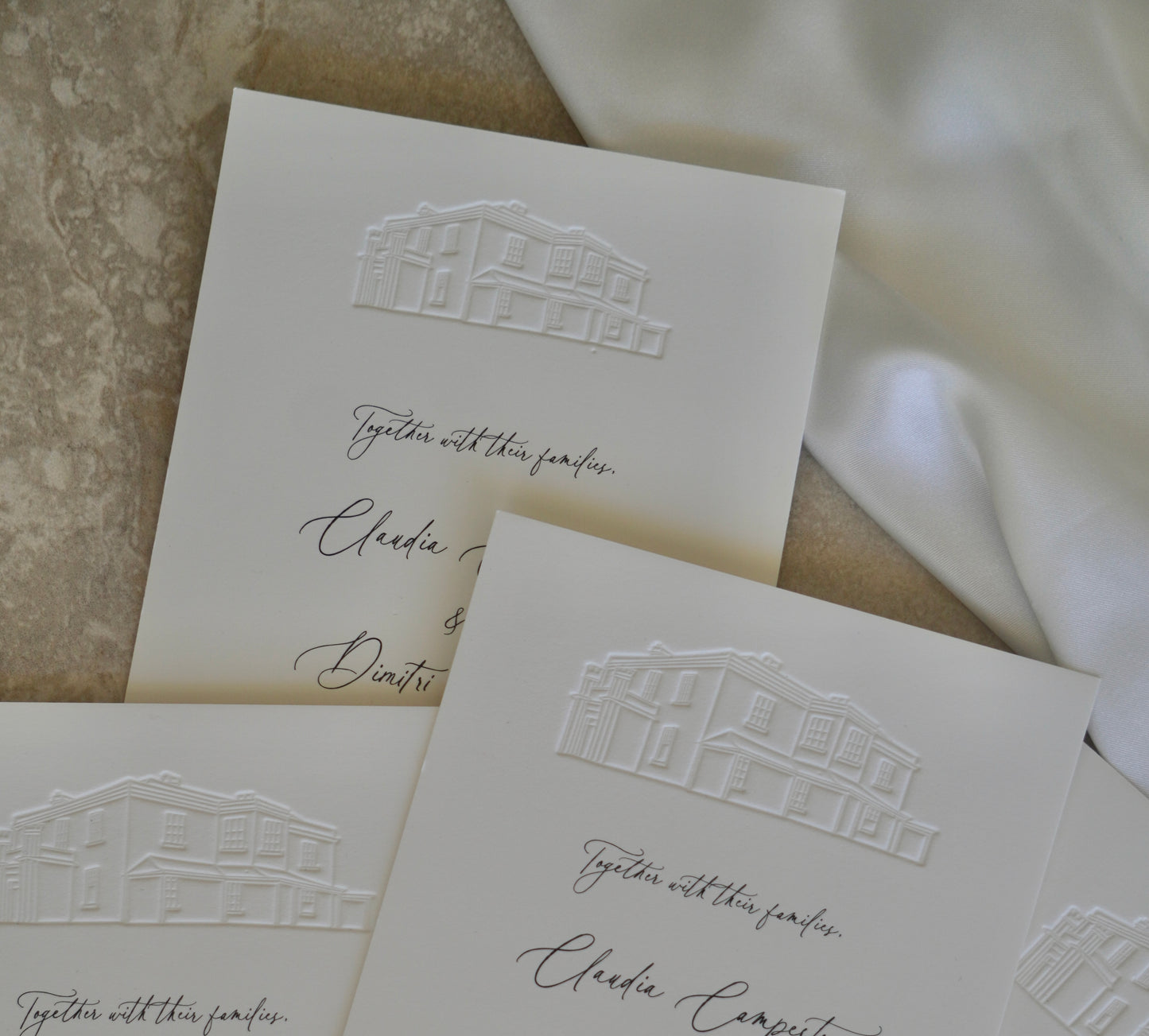 Embossed Venue Wedding Invitation