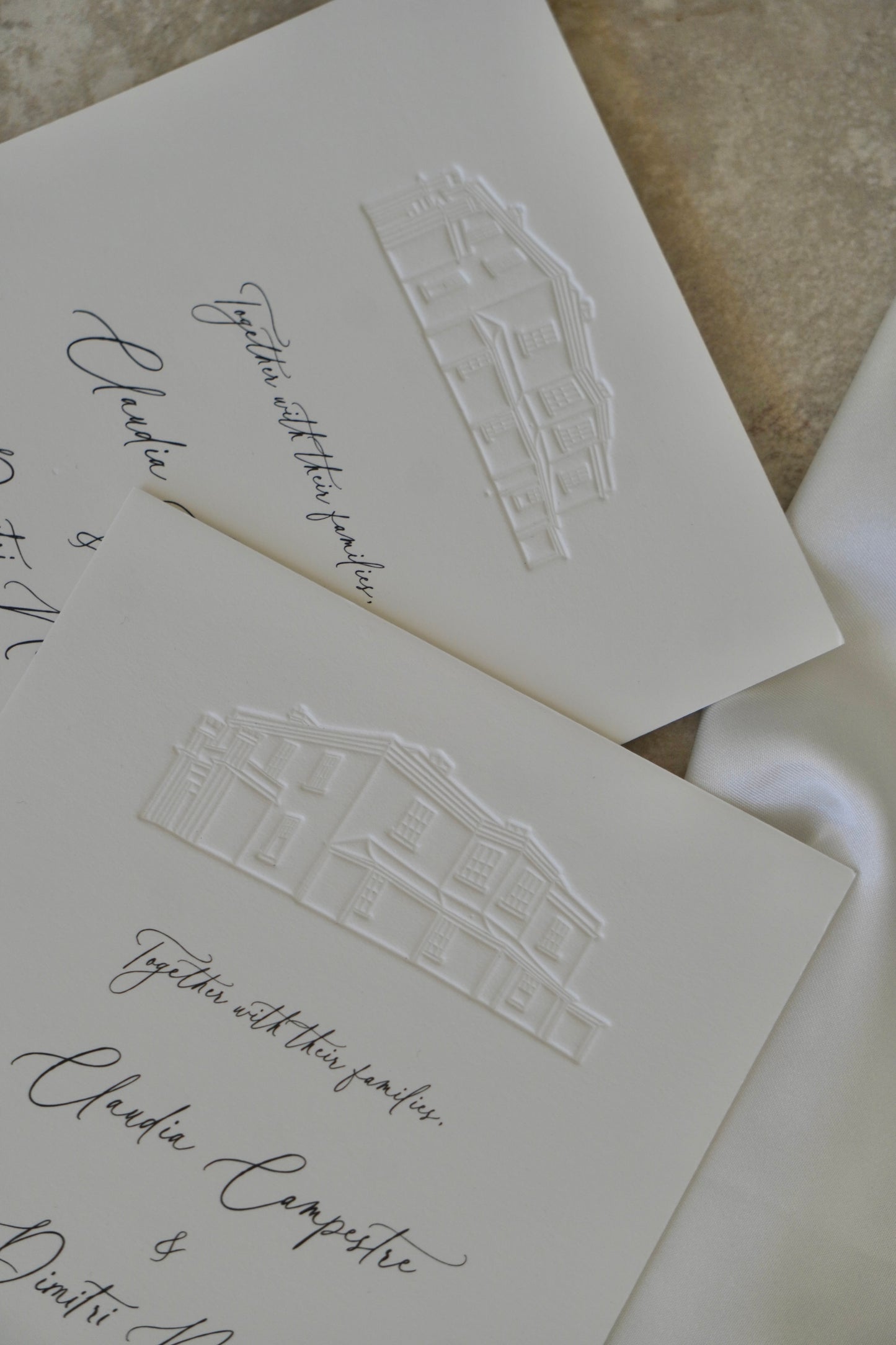 Embossed Venue Wedding Invitation