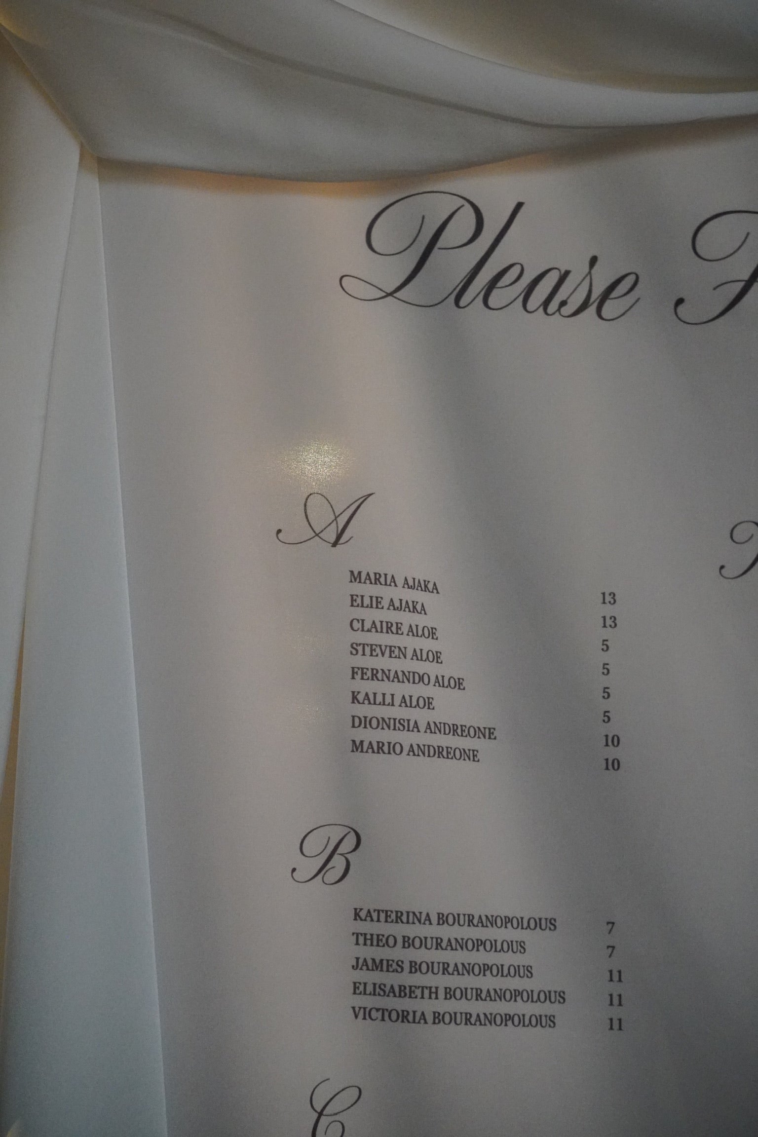 Satin & Draping Seating Chart