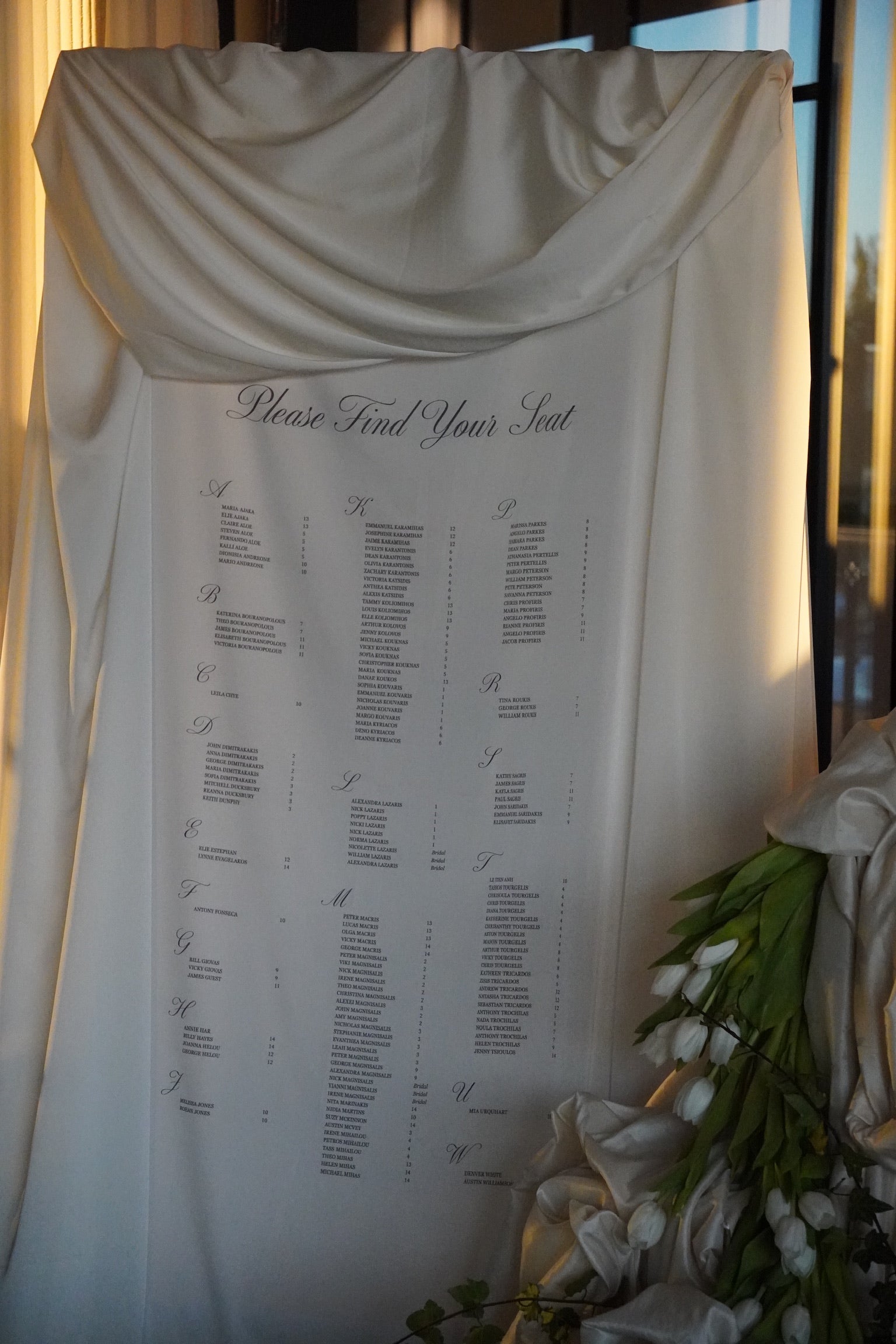 Satin & Draping Seating Chart