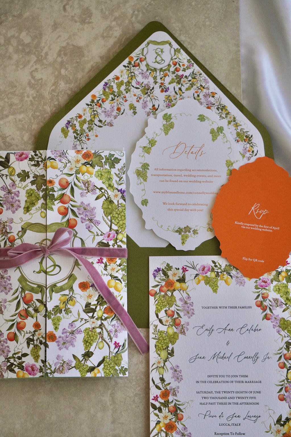 Floral Letterpress Invitation Suite