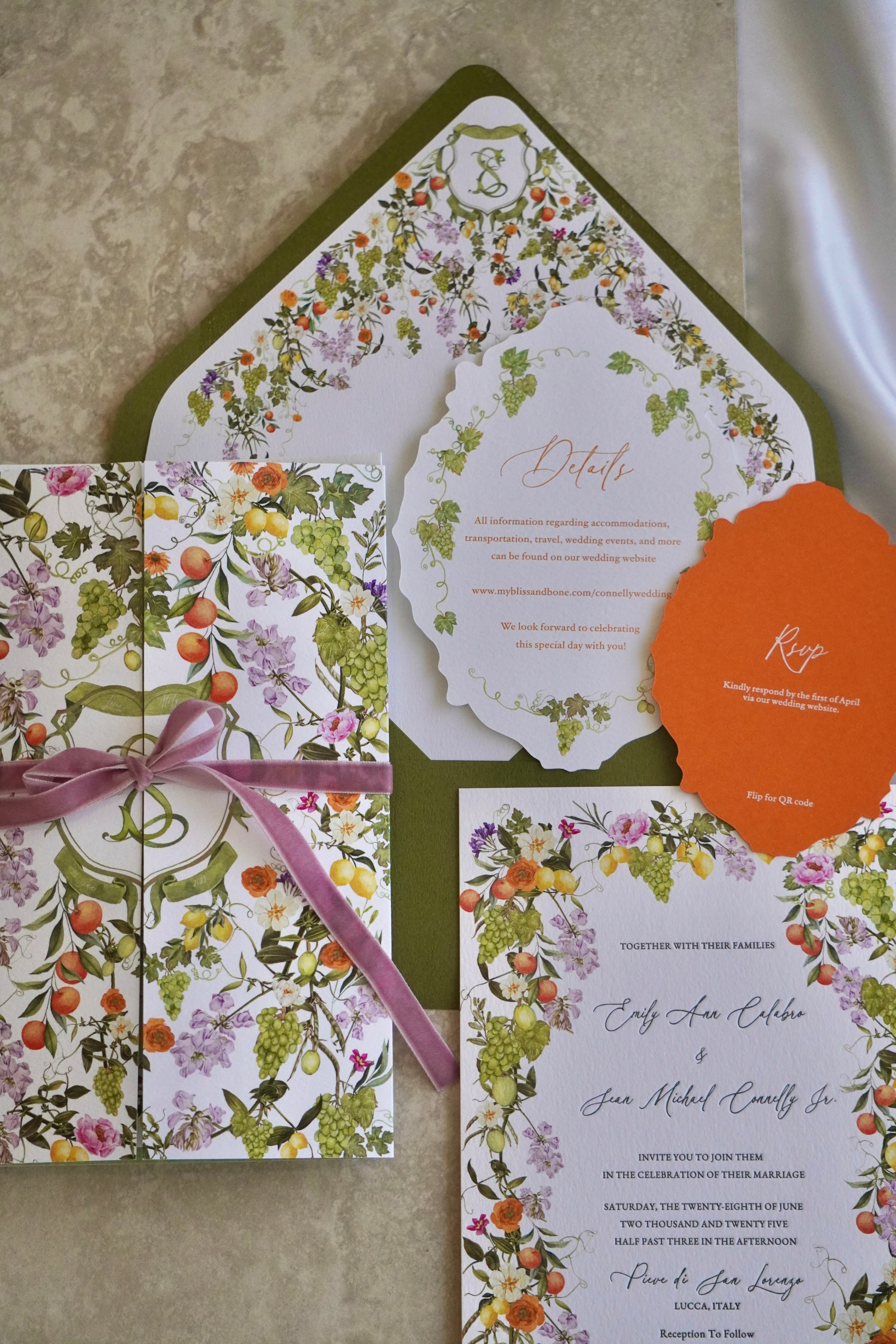 Floral Letterpress Invitation Suite