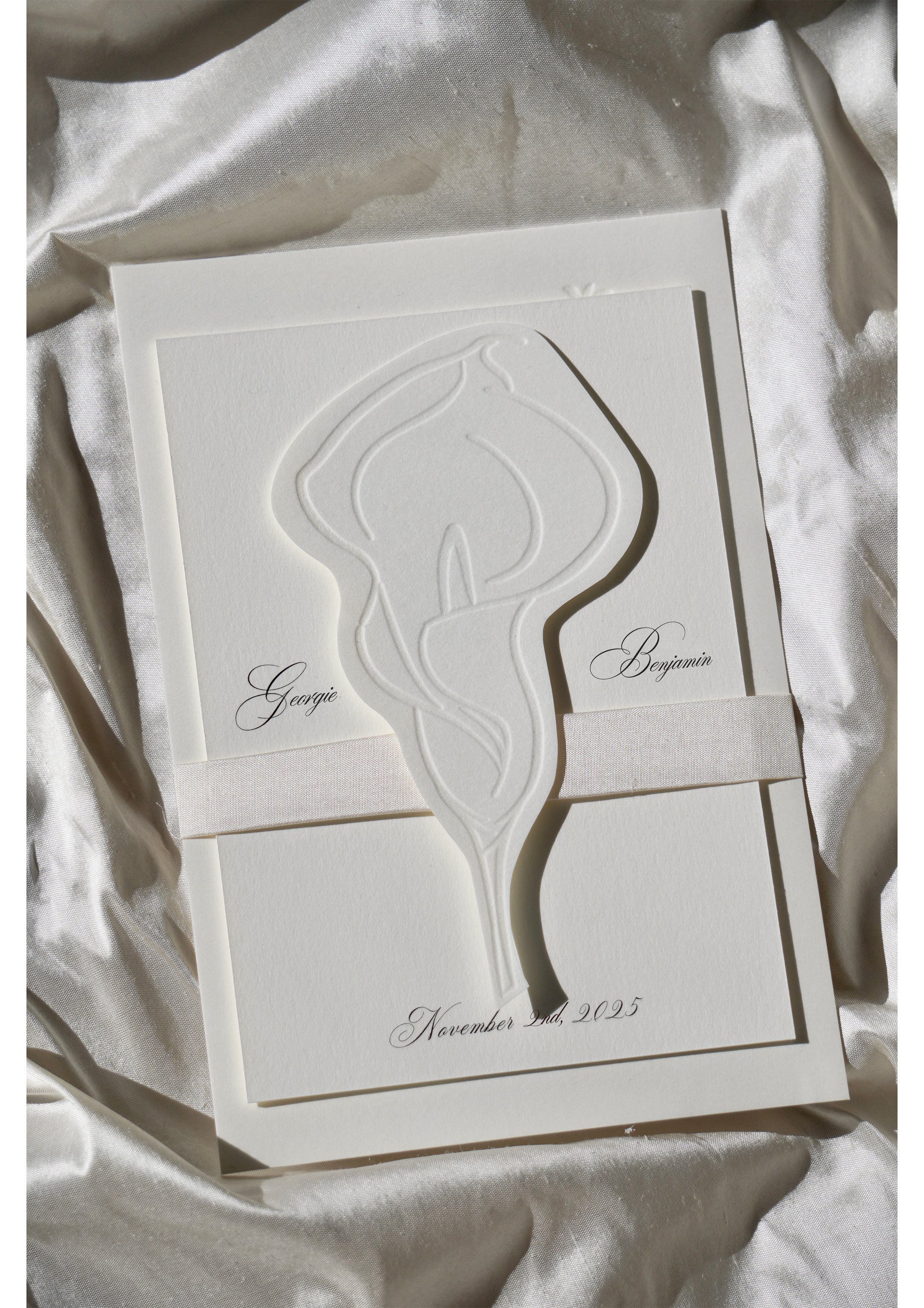 Embossed Wedding Invitation Suite & Silk