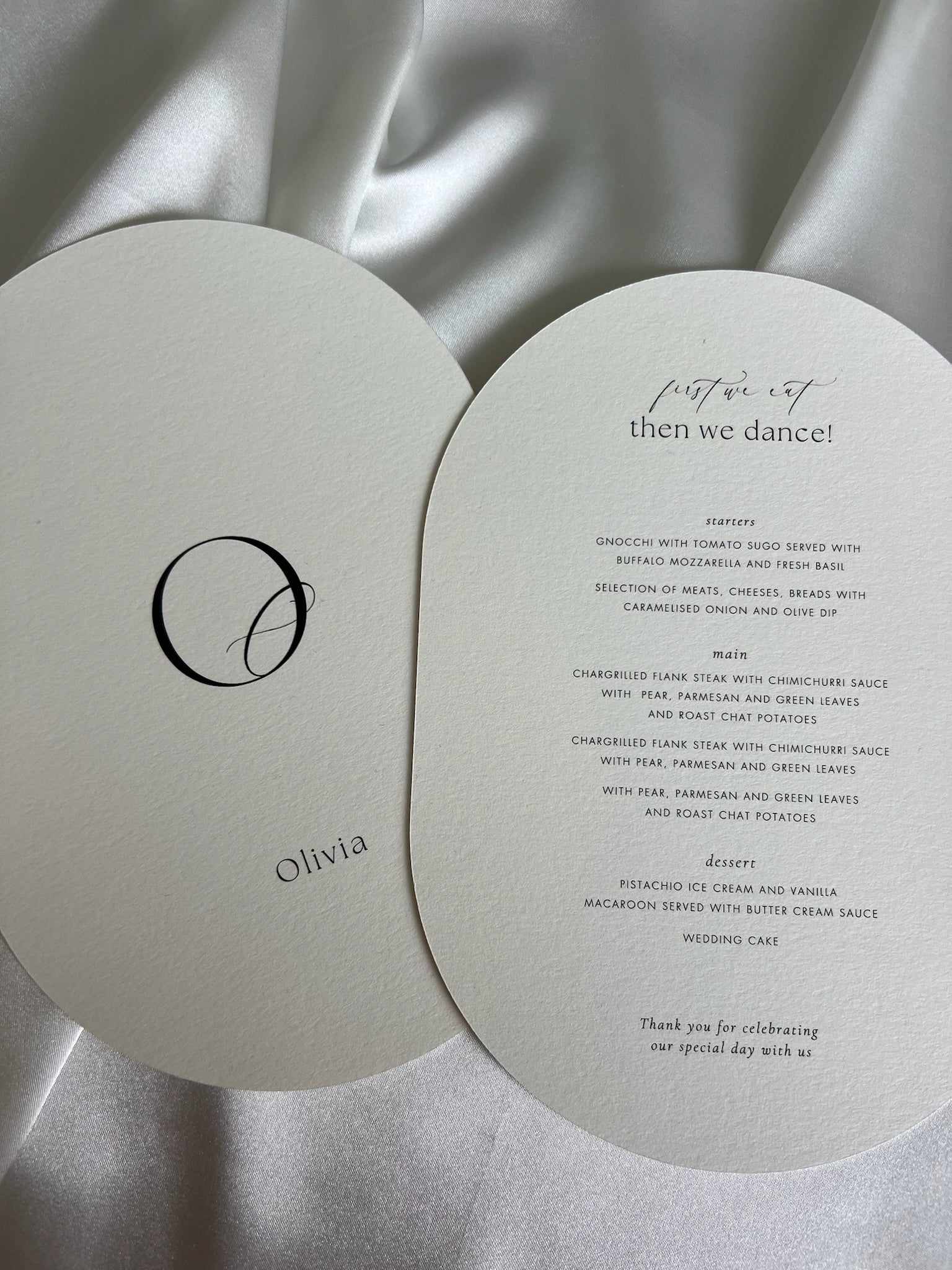 Oval Shaped Menu