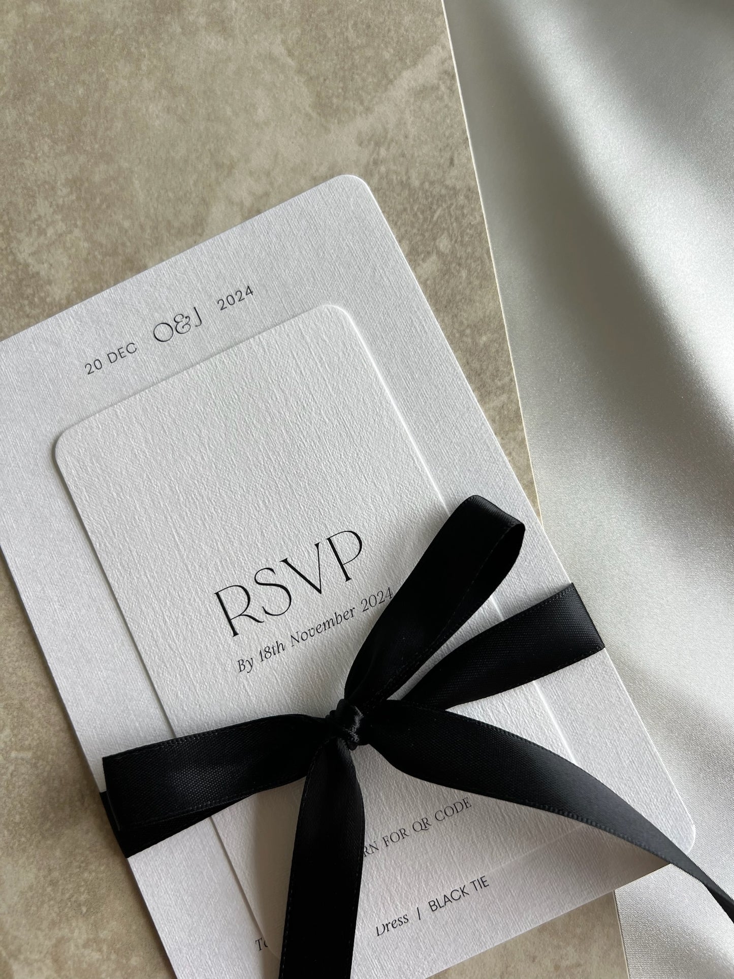 Invite Suite: Two Piece Set + ribbon + envelopes