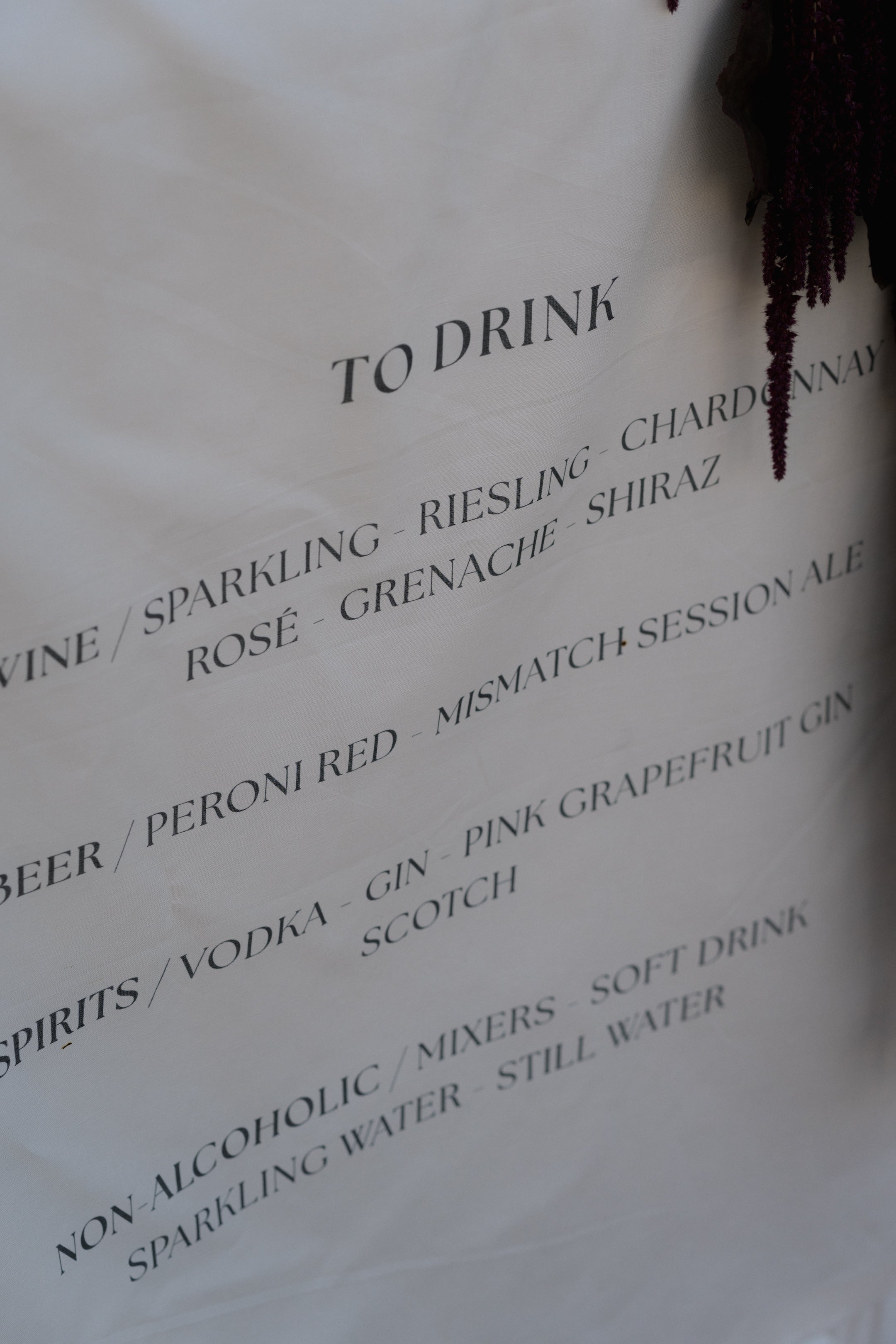 Linen bar sign