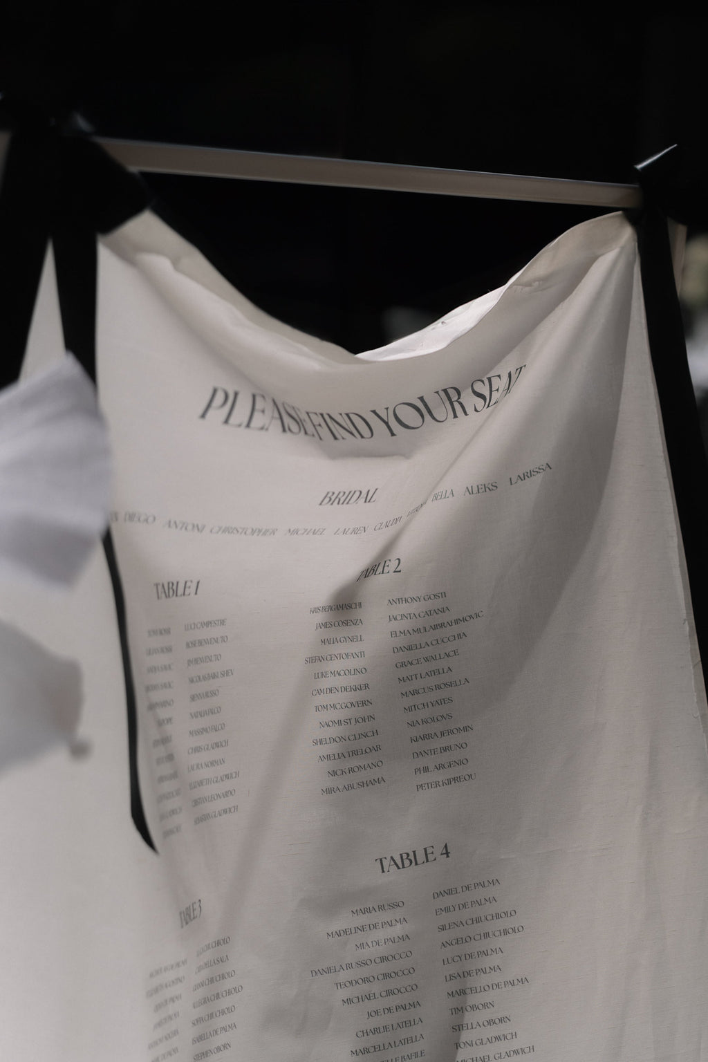 Linen seating chart