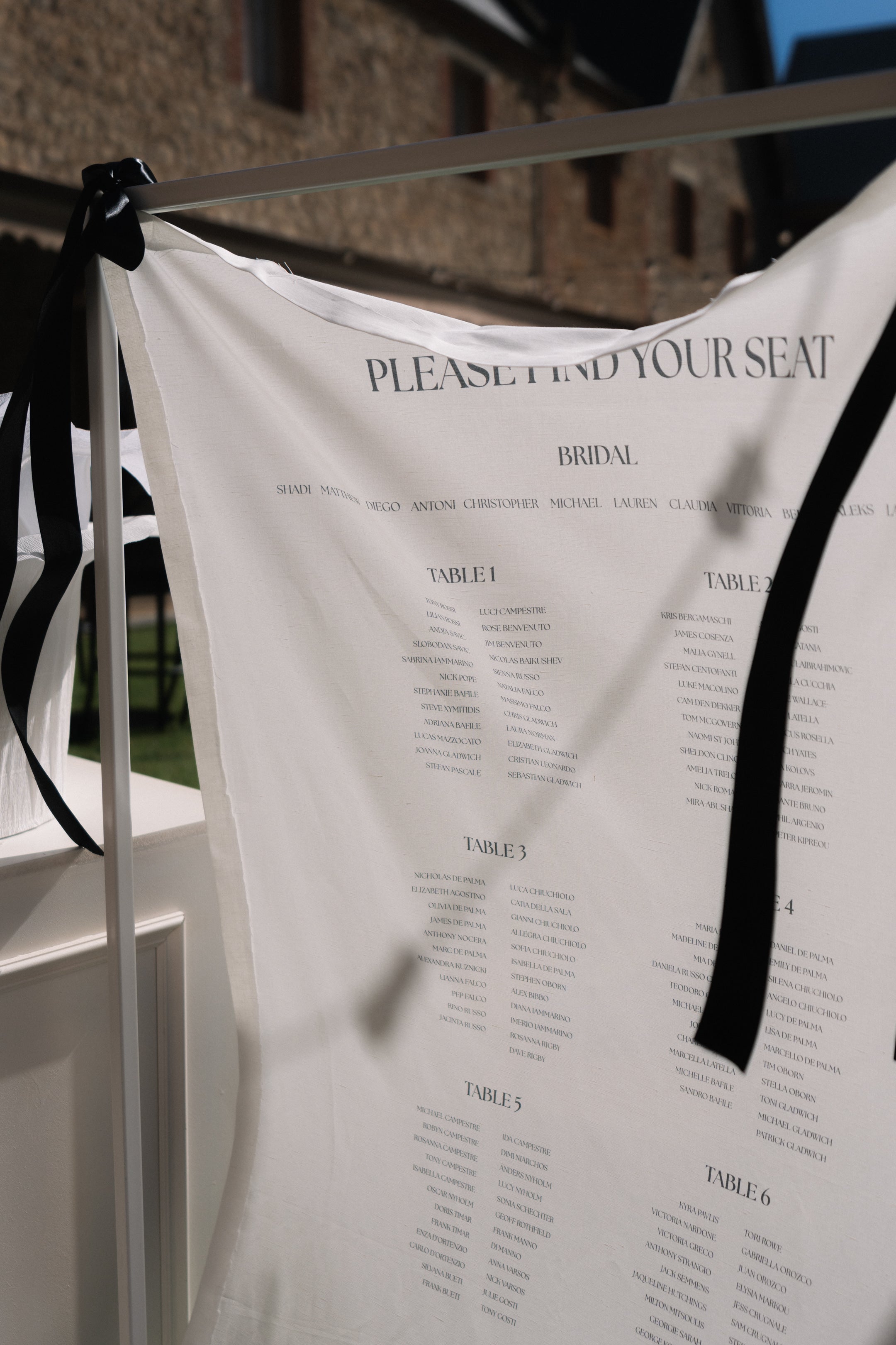 Linen seating chart