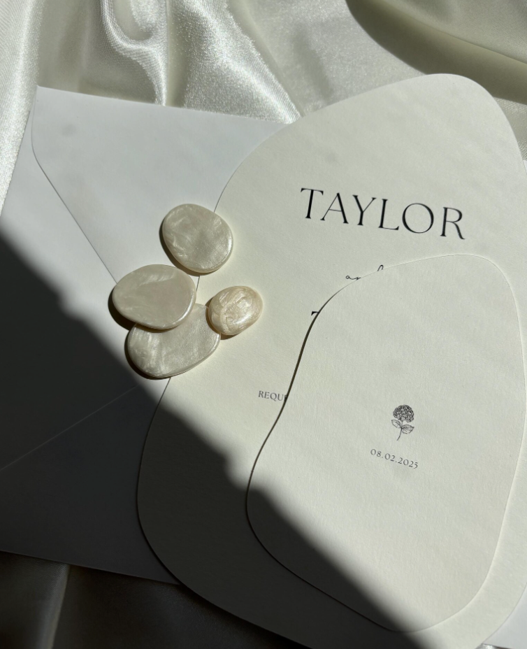 Wedding invitation suite (3 piece & silk chiffon ribbon)