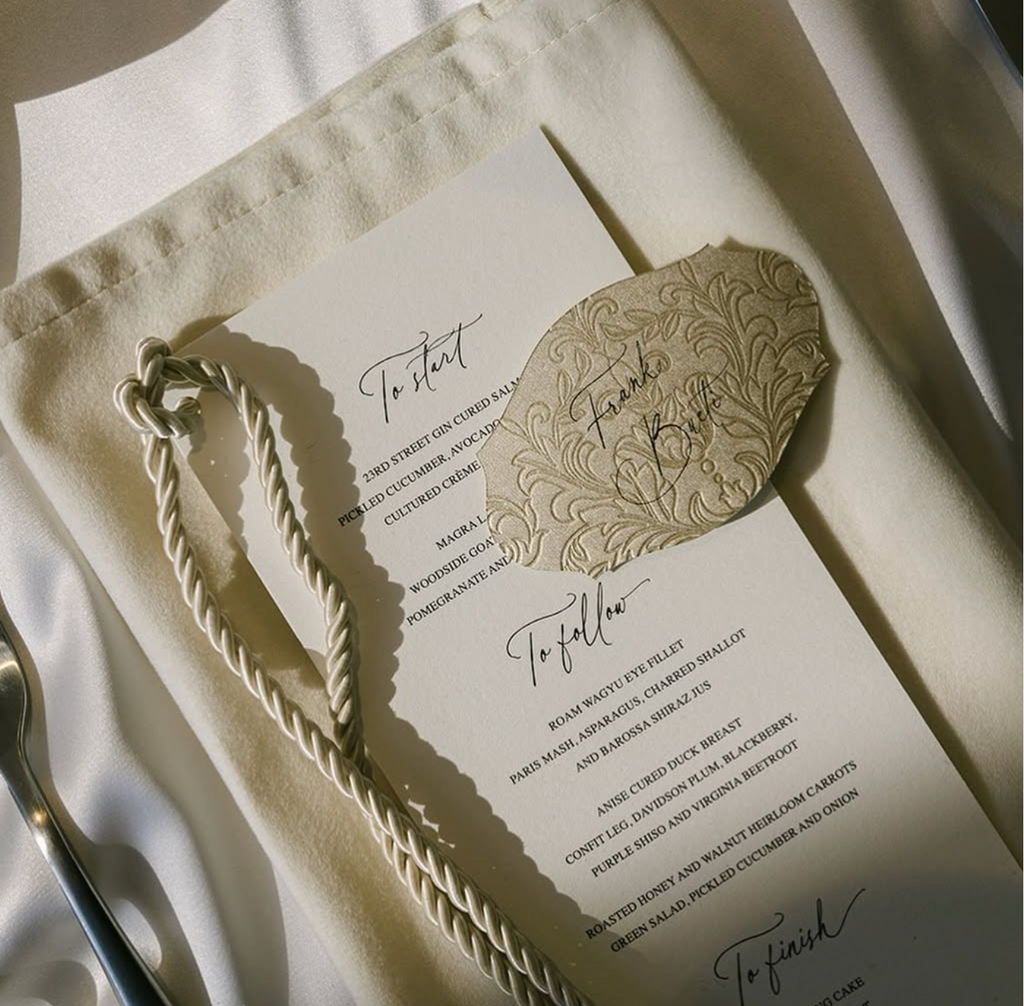 Menu & embossed name placecard