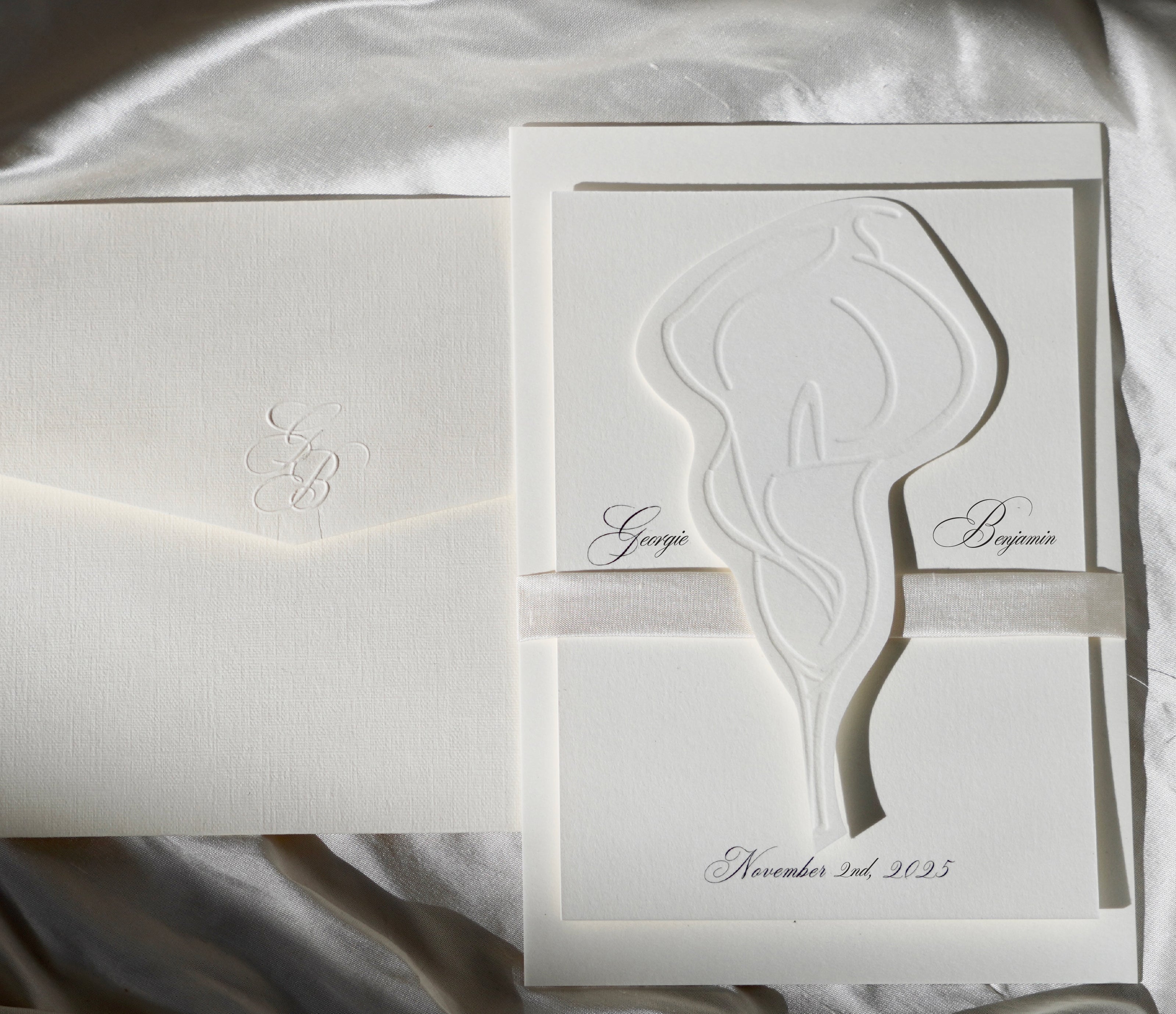 Embossed Wedding Invitation Suite & Silk